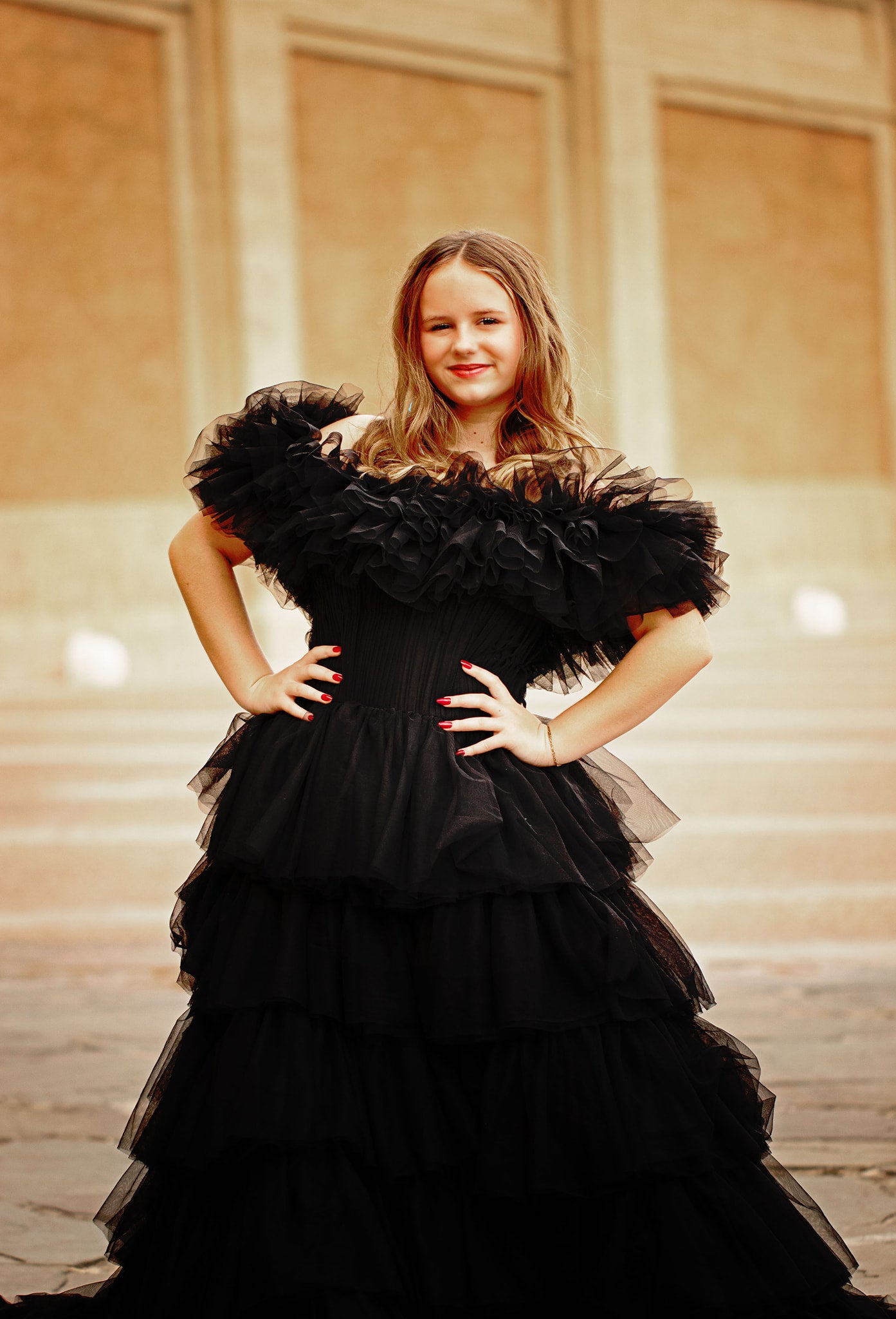 AURORA Floor Long Couture Rental Gown Black (11 year-Pettie Adult 4)