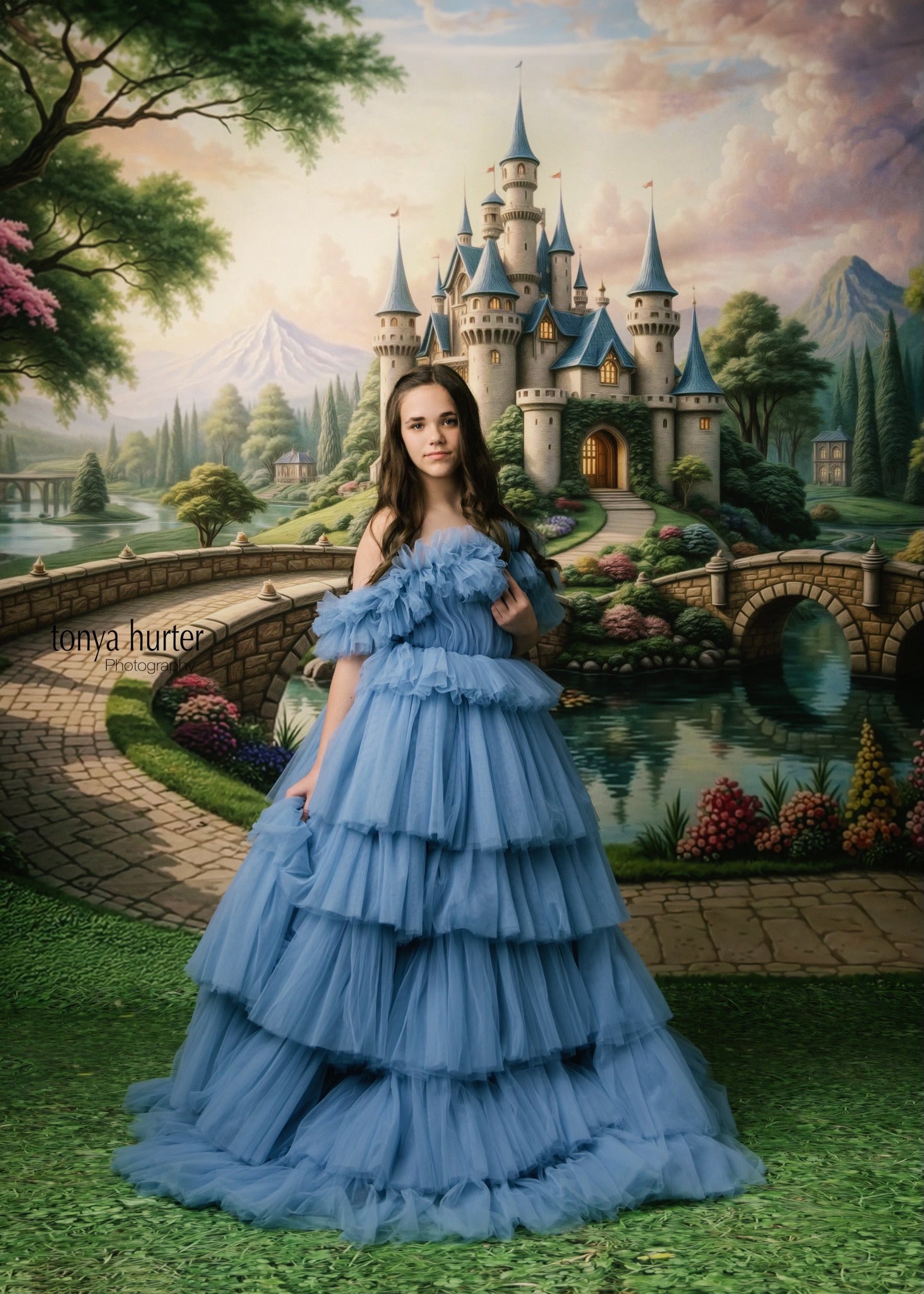 rental dresses for photography sessions: AURORA- cloudy blues (14 year-  Adult 2/4) GOWNS FOR PHOTOGRAPHY AND EVENTS