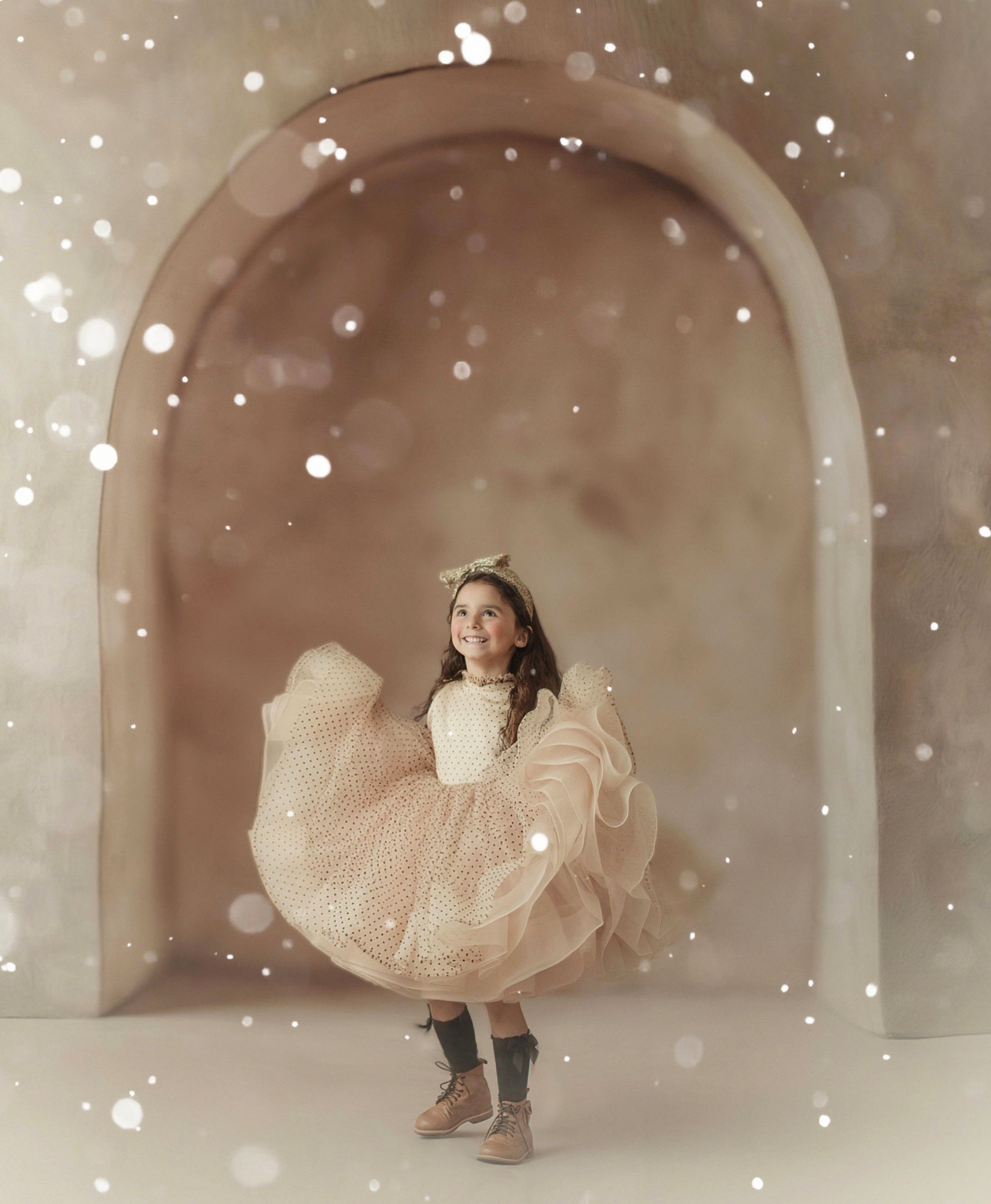 "Emma" Vintage Petal Short Length Dress ( 7 Year - Petite 8 Year)