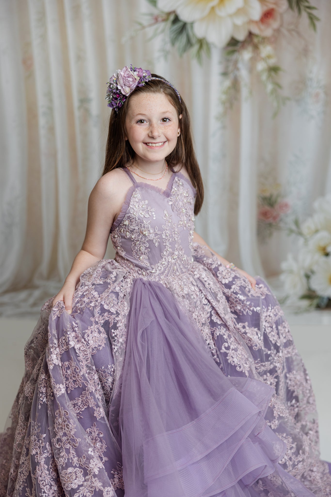 Couture Rental Gown "Addison" - Floor Length Dress ( 8 Year - Petite 9 Year)