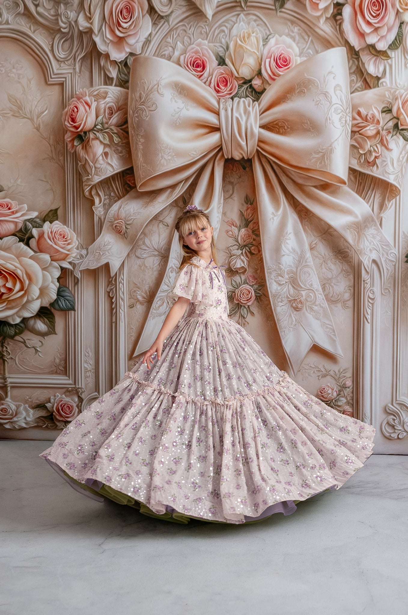 "Grace meets sophistication in the Whispering Serenade gown, featuring a flowing floor-length design."