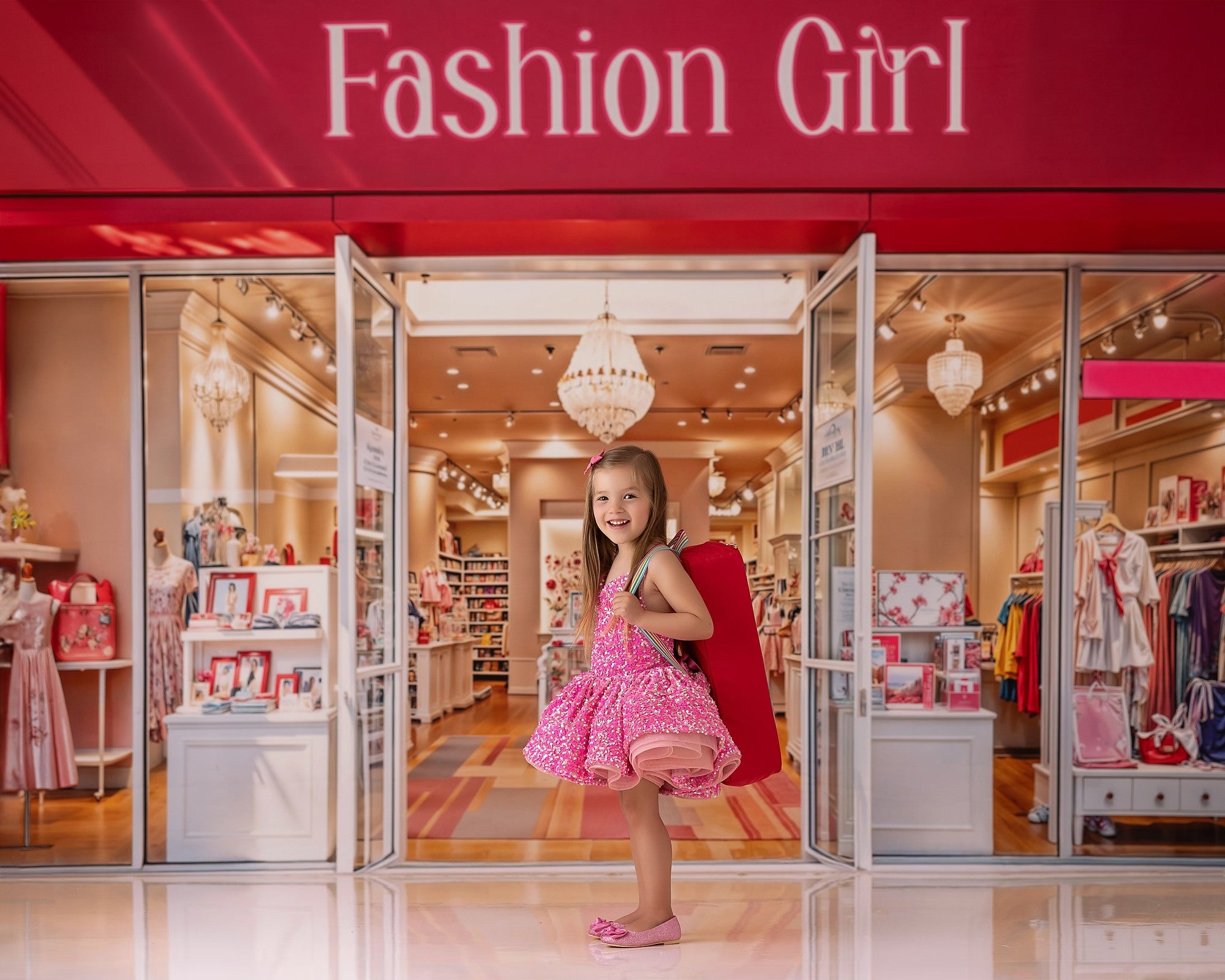 "Retro" Pink Candy Petal Length Dress (3 year- 4 year)