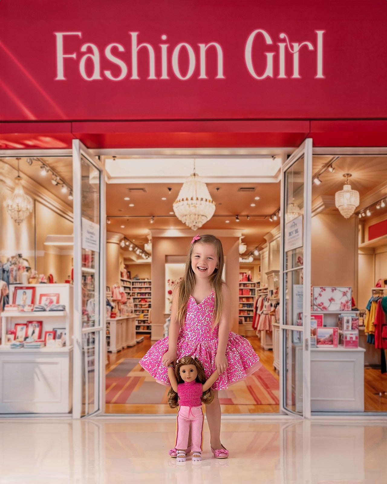 "Retro" Pink Candy Petal Length Dress (3 year- 4 year)