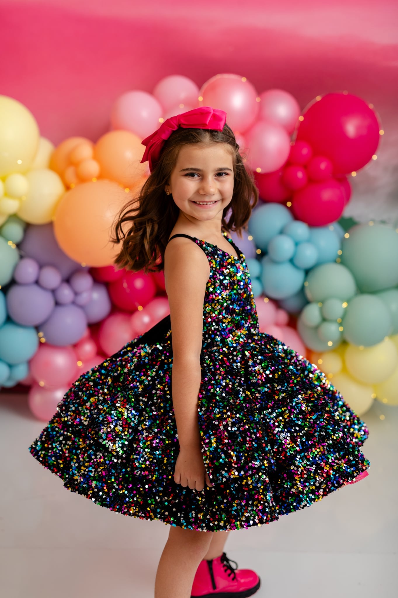 Whimsical fine-art children’s couture dress – Prism Sparkle sequin gown by Bentley and Lace