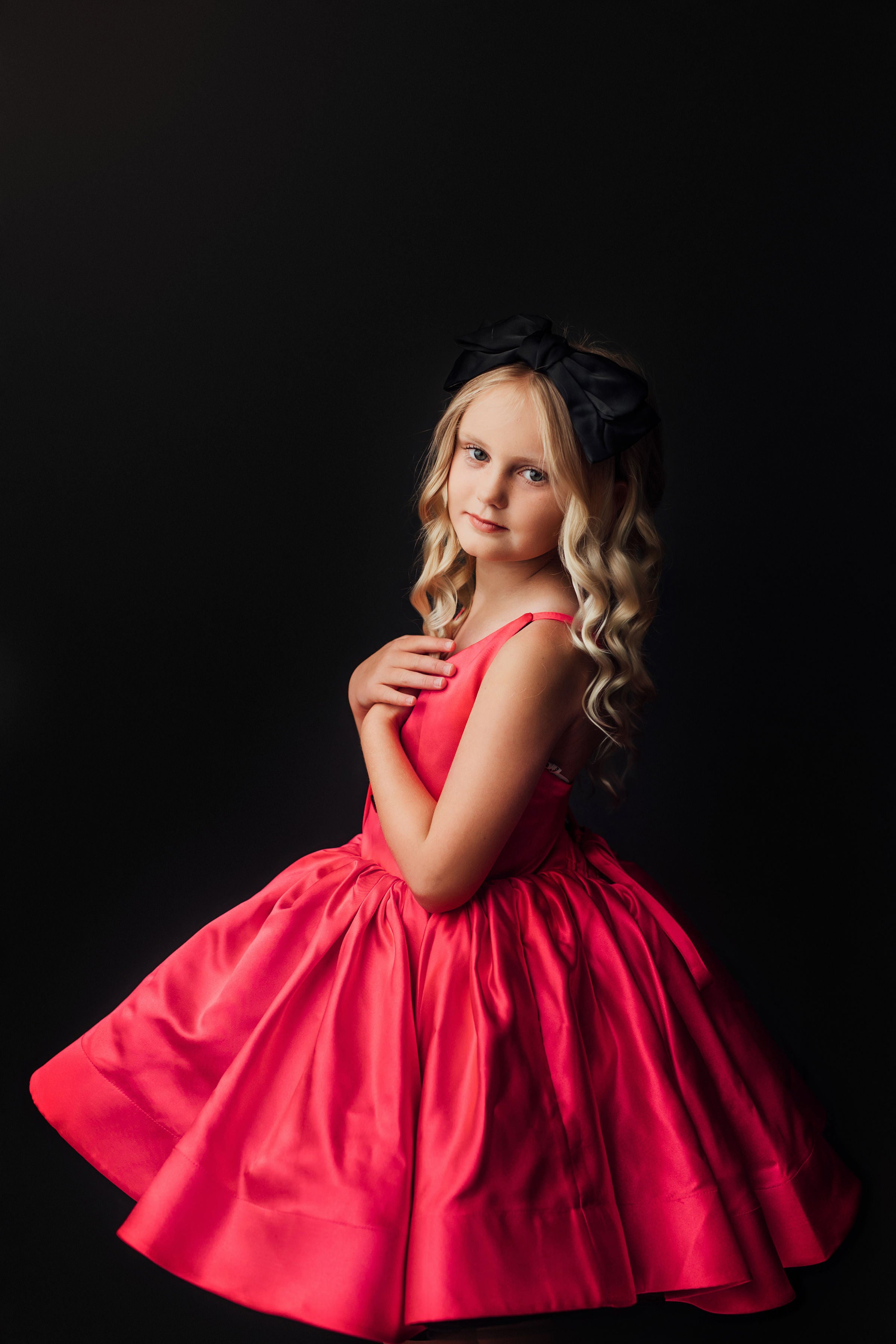 two dresses in One RETIRED RENTAL NEW CONDITION Reversible "Dolly" Pink/black  Petal  Length Dress ( 7 year- 8 year)