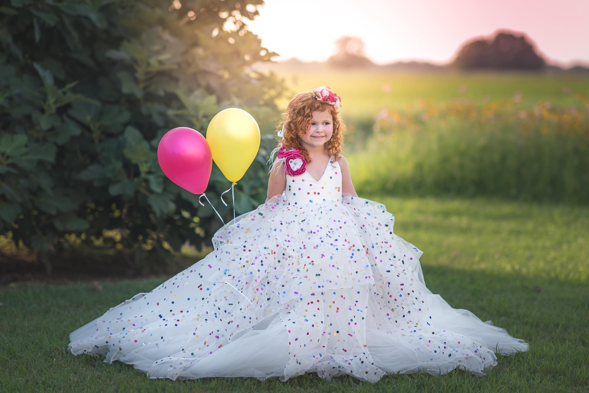 Birthday Confetti Cascade- select your color- Floor Length Gown Editorial Dress, Couture Gown, Special Occasion Dress