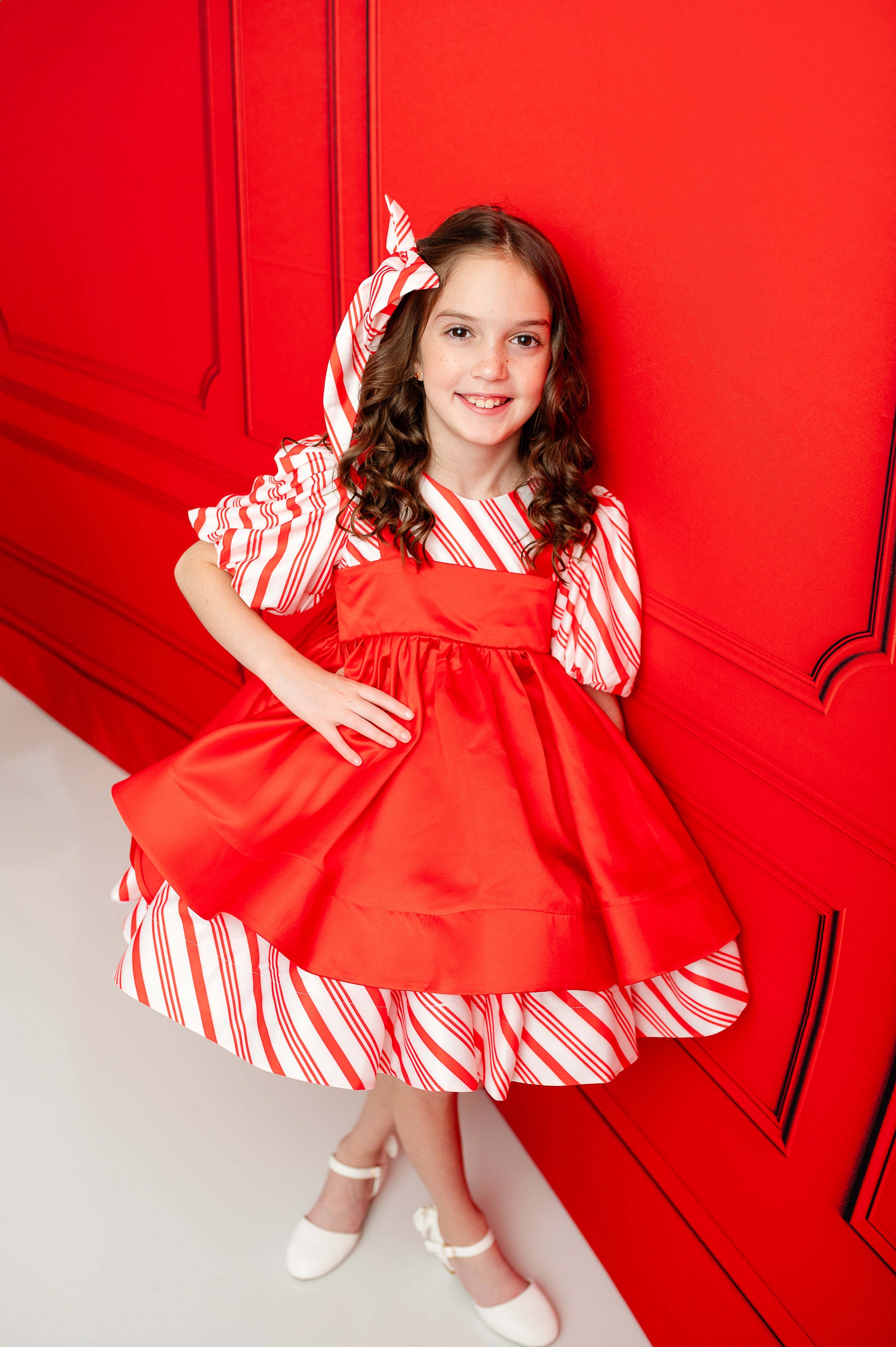 Candy Cane Lane Set: Dress+ Detachable Apron Option-Editorial Dress, Couture Gown, Special Occasion Dress
