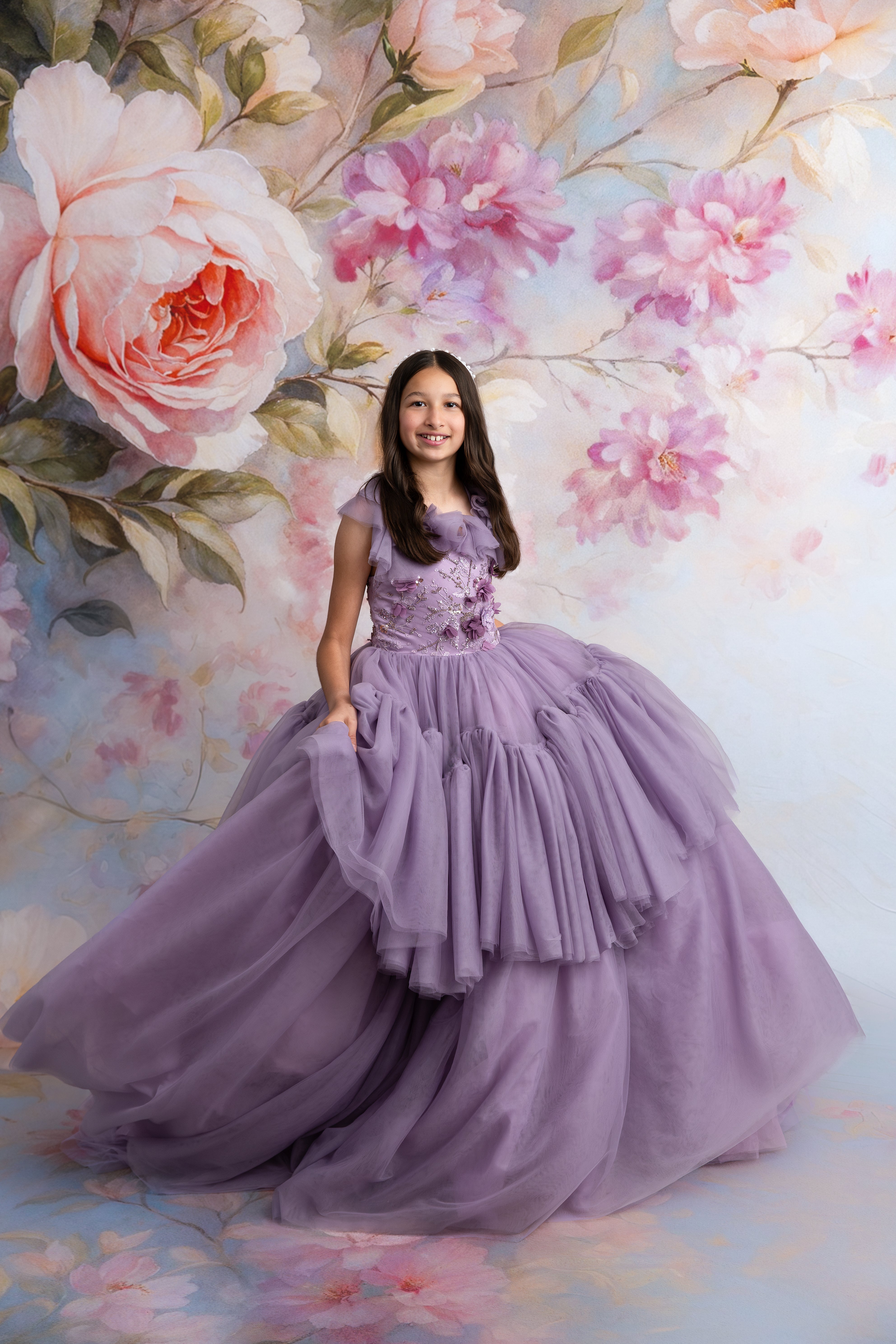 Violet Grace dress styled for a fairytale-themed photo session
