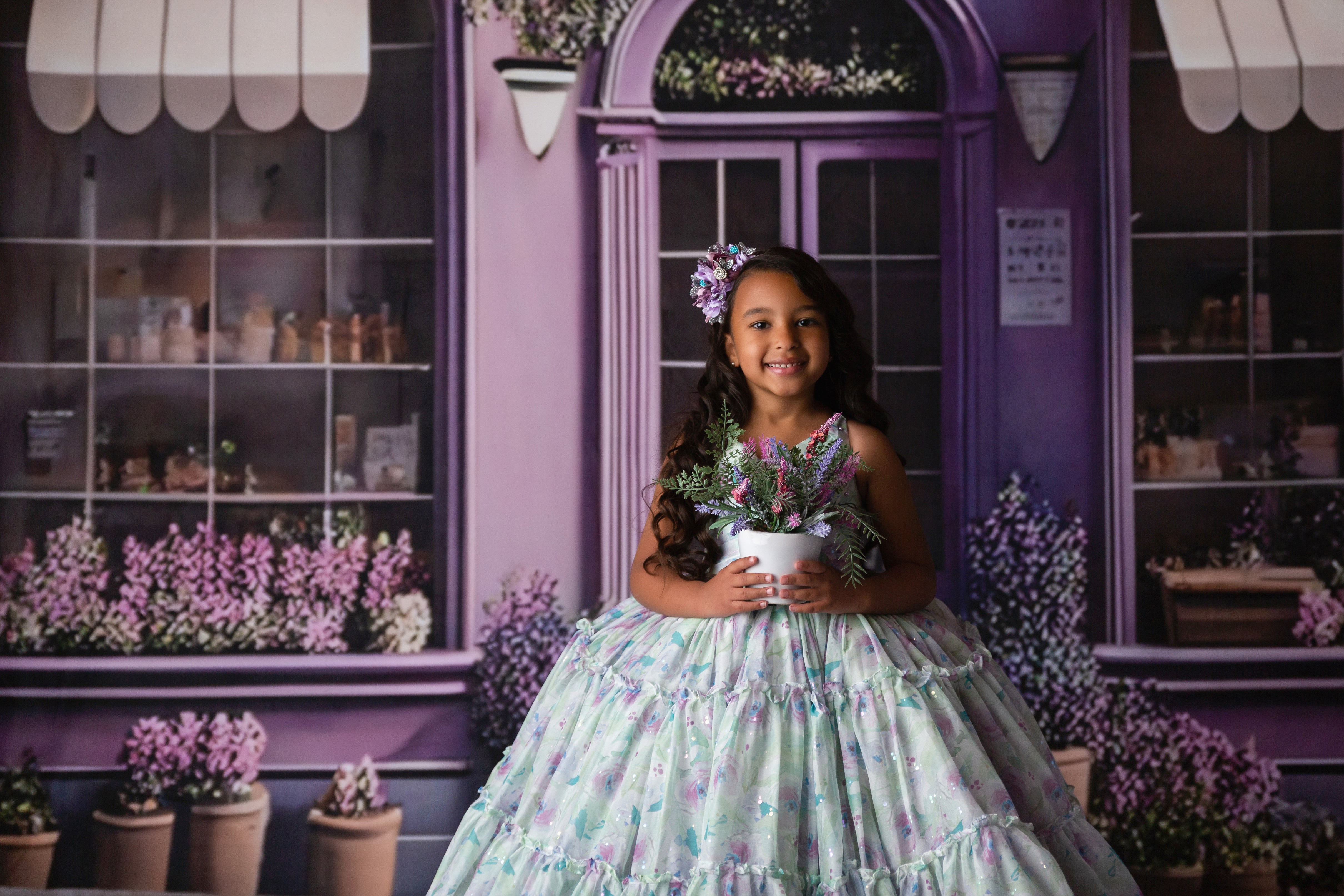 "Paint the flowers" - Toddler Chiffon Floor Length Gown ( 2 Year - 3 Year)