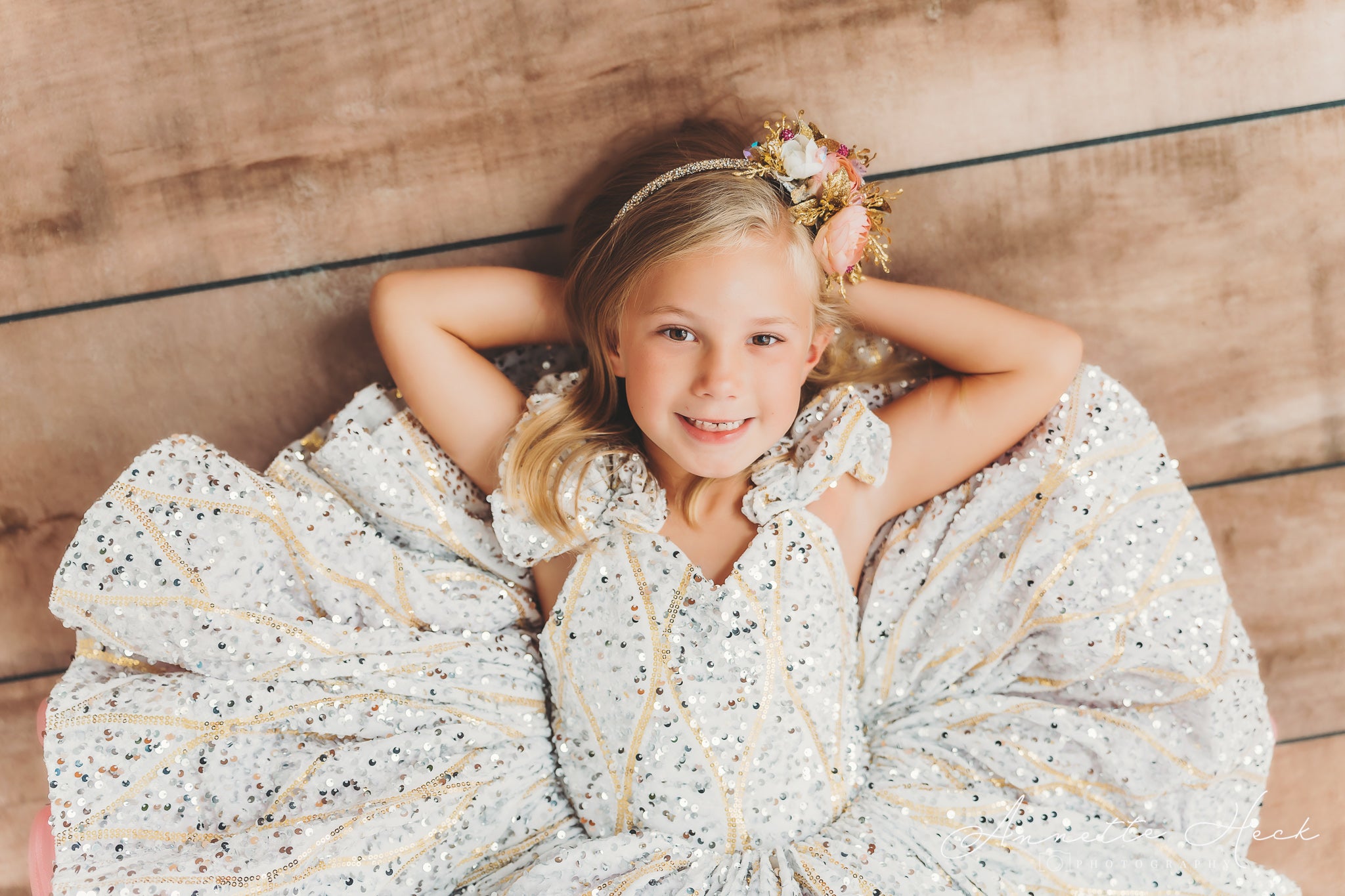 RETIRED RENTAL EUC will not make again OOAK "Sweetheart Dance" - White Petal Length Dress ( 6 Year - Petite 7 Year)