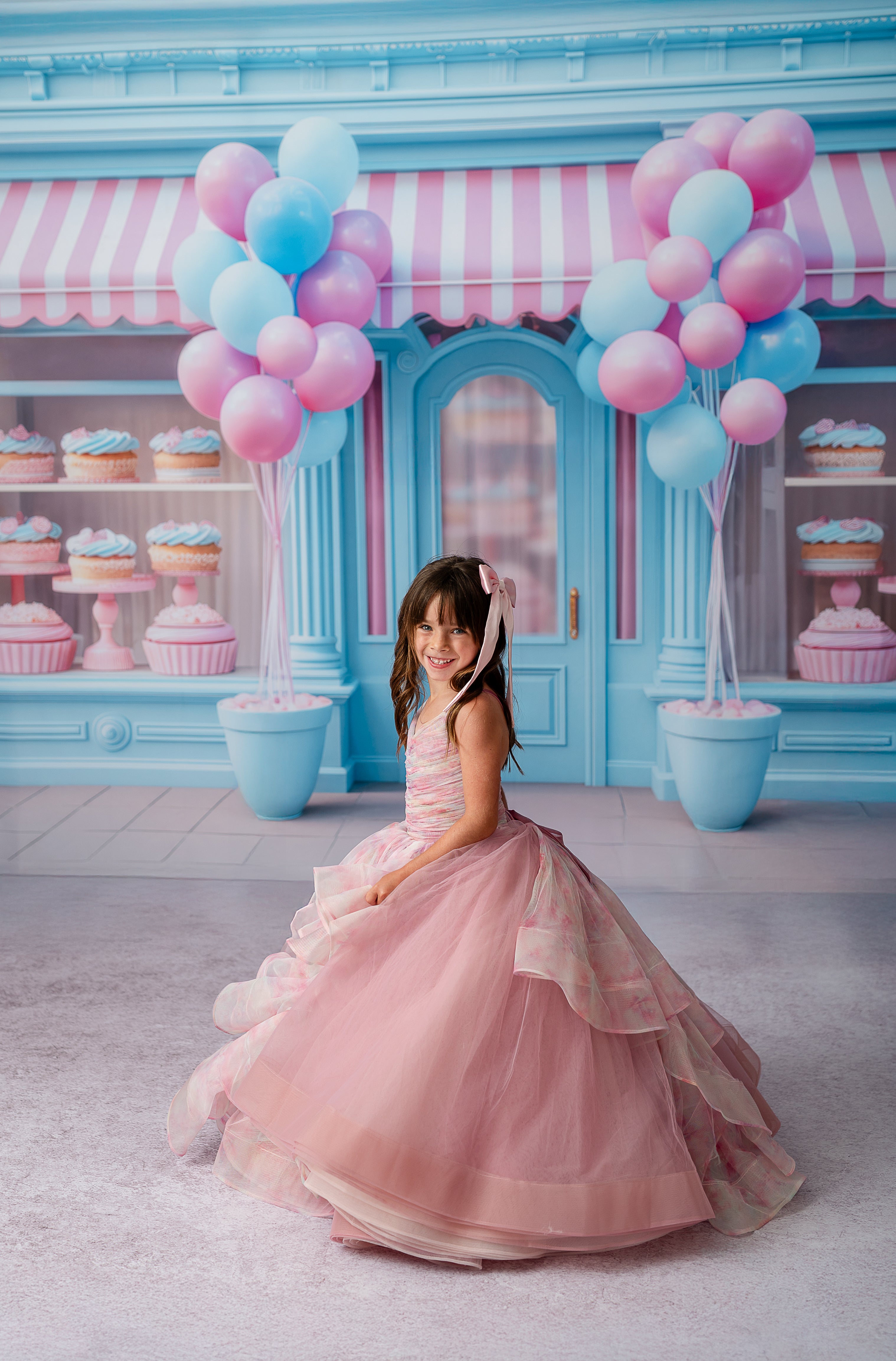 Pastel Clouds Dress – Customizable Girls Pastel Gown with Detachable Tulle Sleeves for Photography & Special Events