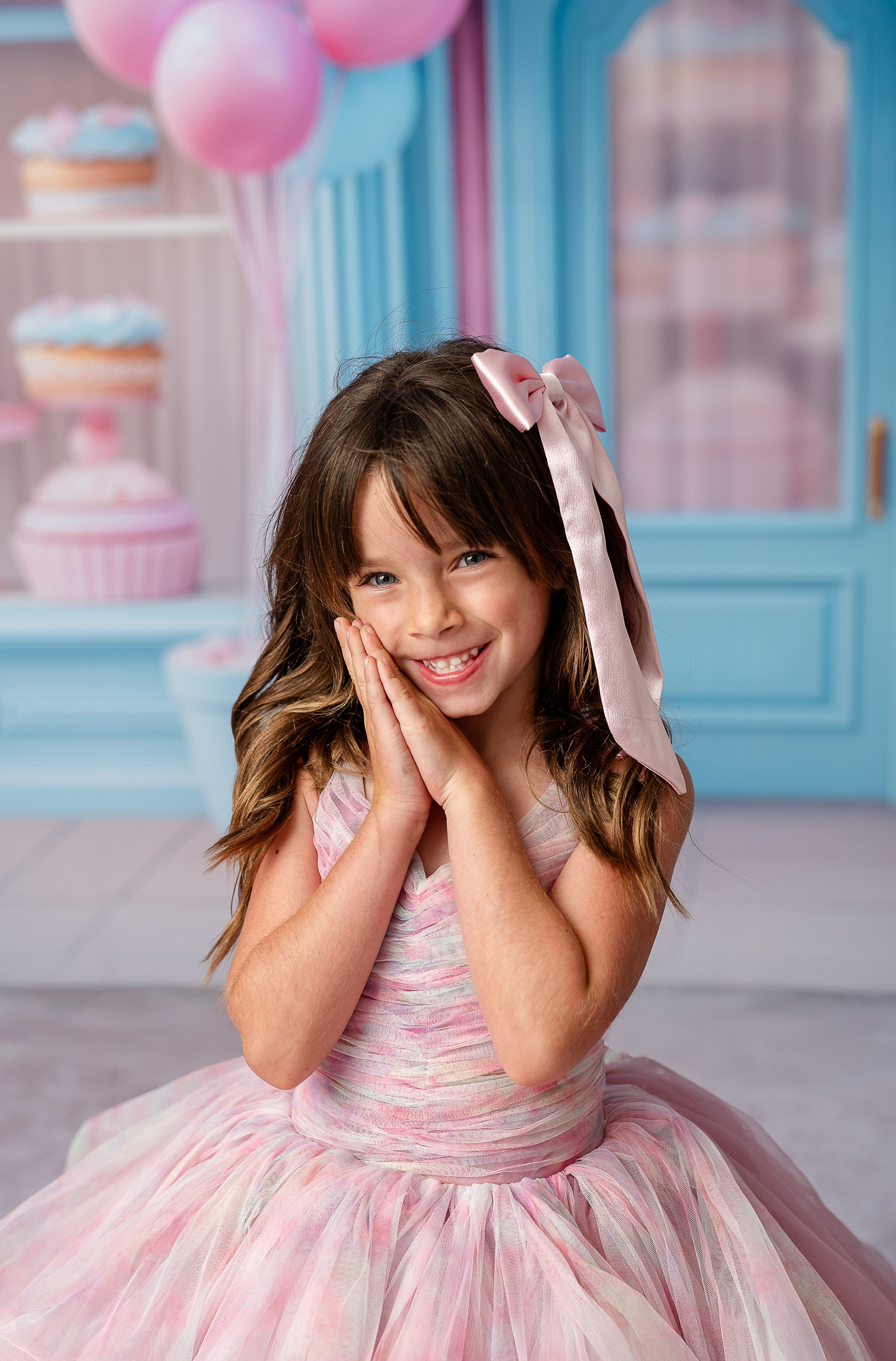 Pastel Clouds Dress – Customizable Girls Pastel Gown with Detachable Tulle Sleeves for Photography & Special Events