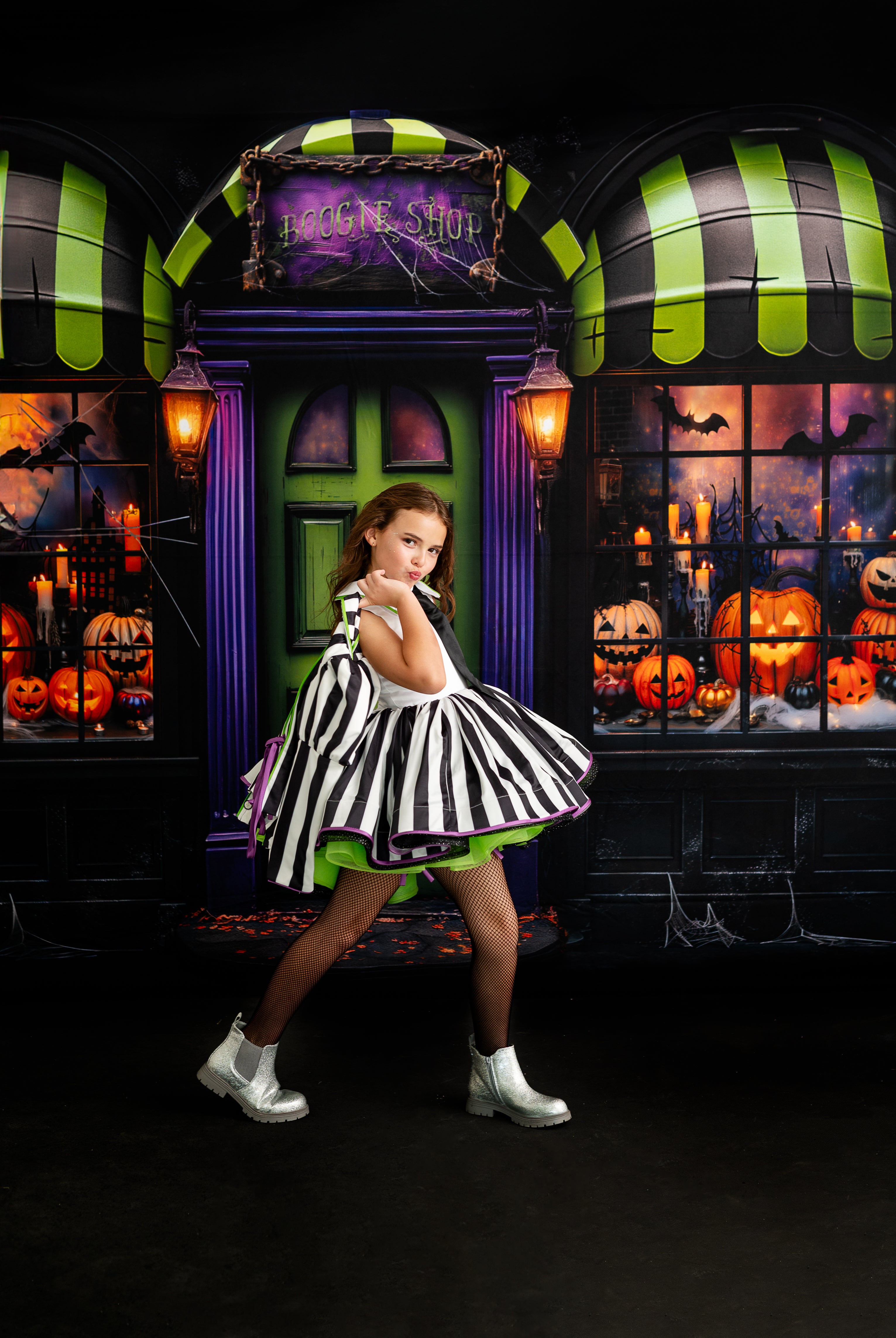 Girls Halloween Outfit: The Juice is Loose Beetlejuice Set with Striped Dress and Jacket