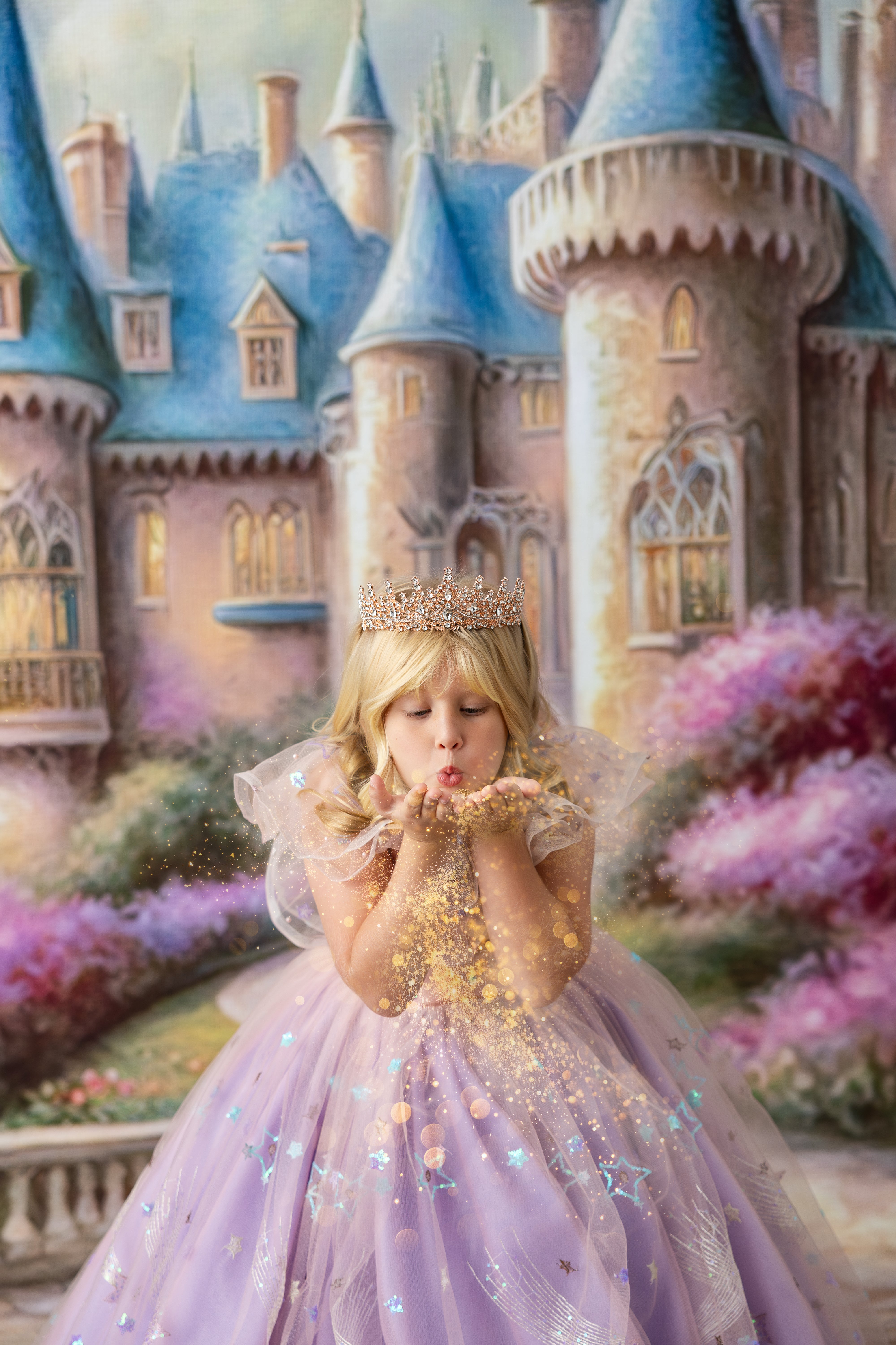 All That Shimmers - Pink and Purple Floor long gown (7 Year-Petite 9 Year)