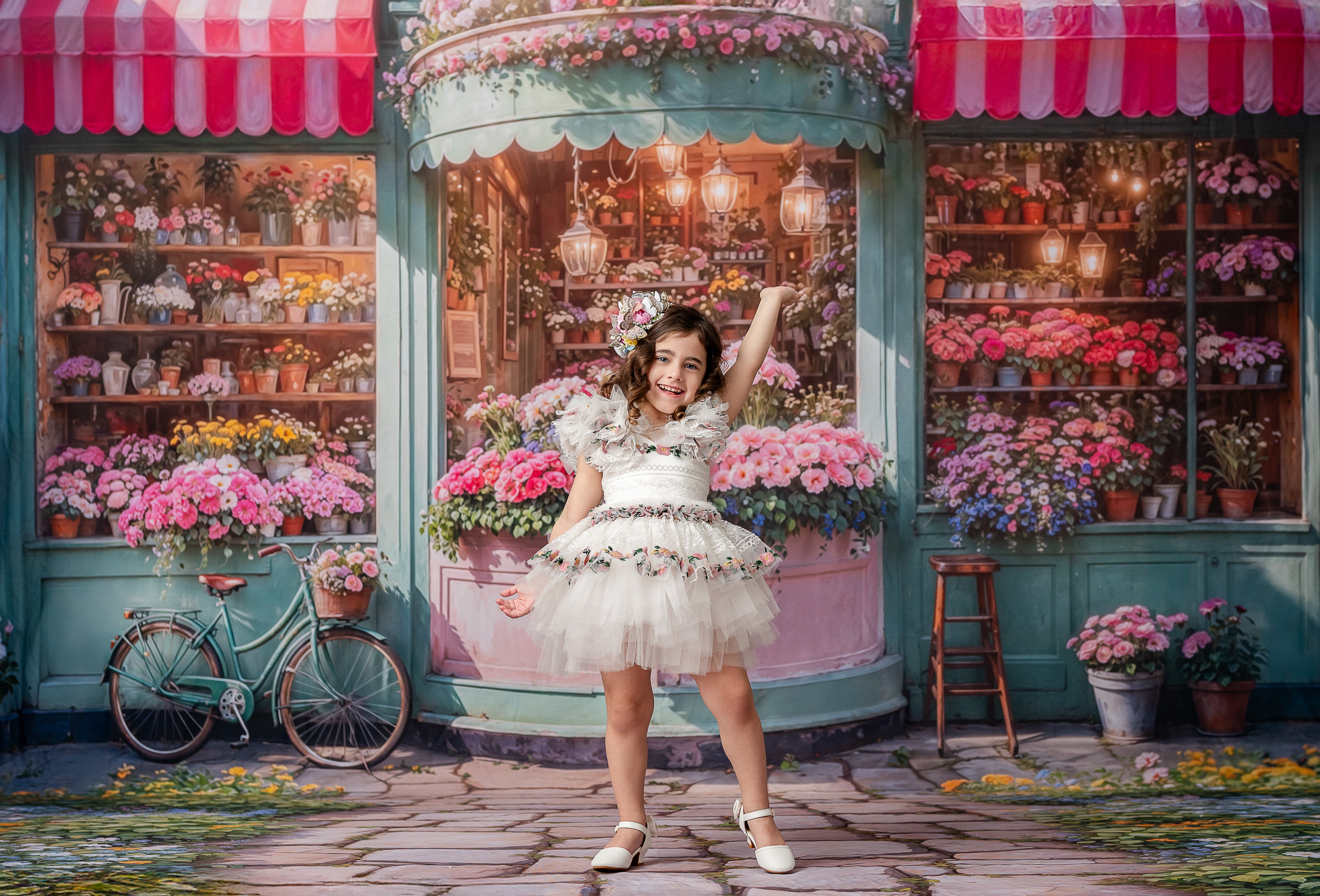 "Beautiful girls' dresses designed for flower girls and special occasions, featuring intricate details and elegant styles, perfect for capturing memorable moments on her big day."