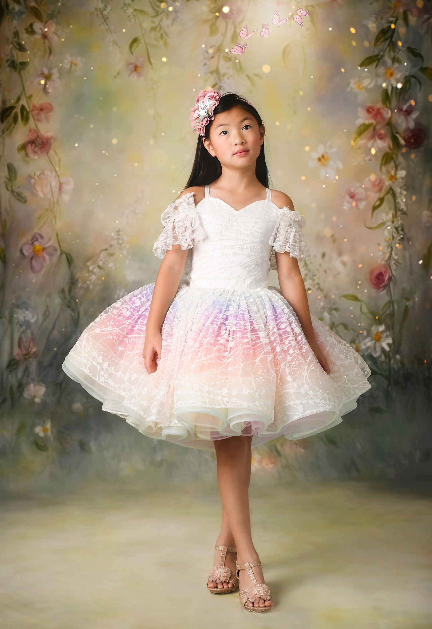 Rental gowns: Rental dress Rainbow glitter dress for girls. Girls dresses for photography sessions.