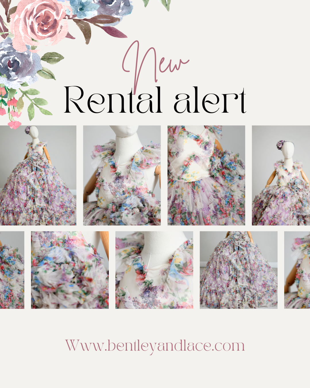 RETIRED RENTAL EUC EXCLUSIVE limited release gown - Meadow Bloom floor long gown (6 year- 8 year)