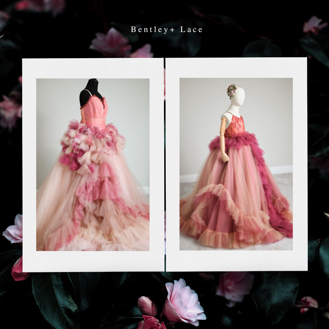 Blush Blossom Floor-Length Couture Gown | Editorial Dress for Special Occasions