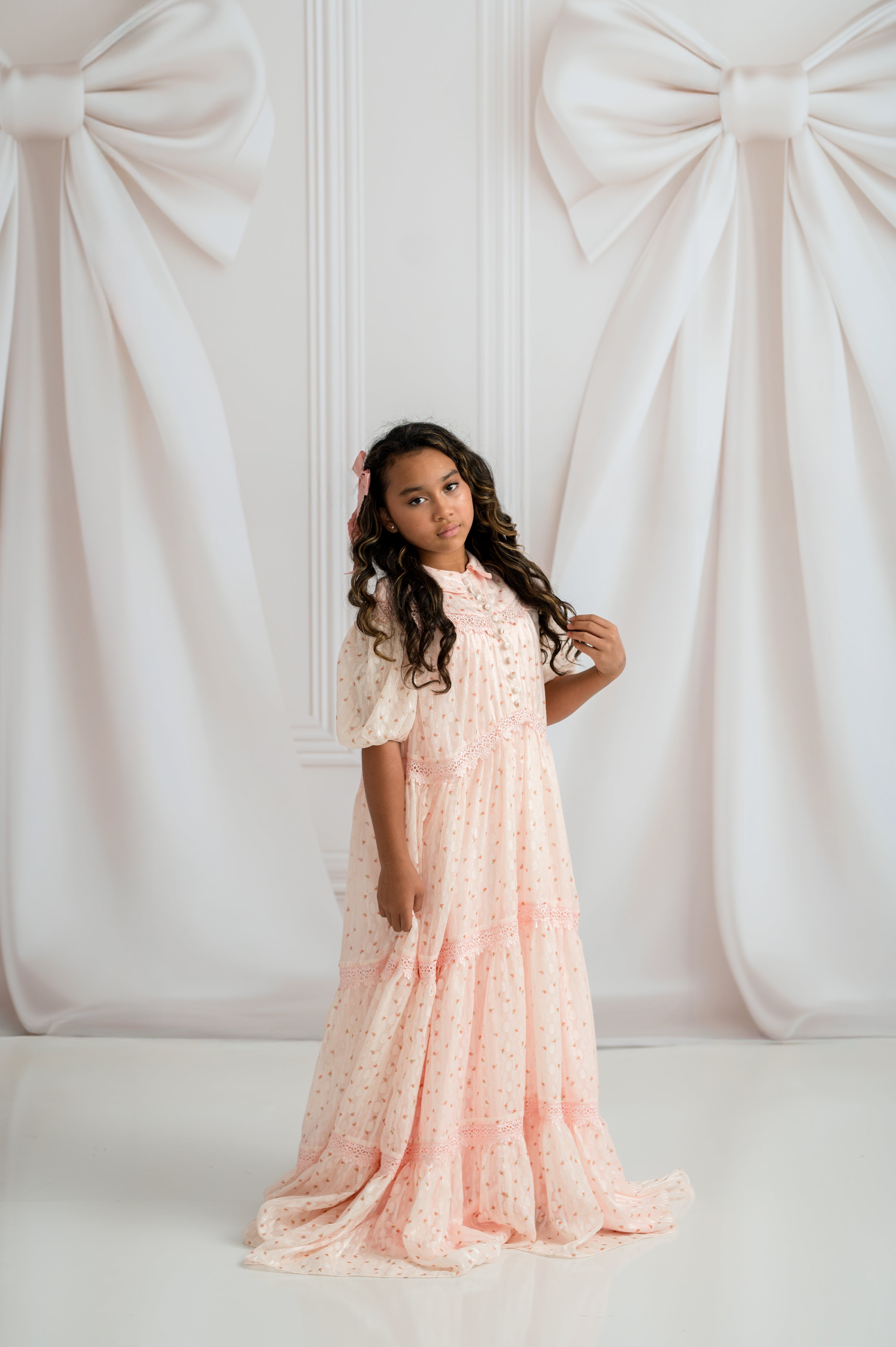 Sugar Rosette – Floor-Length Gown with Matching Slip | Girls (7Y–Petite 10Y)