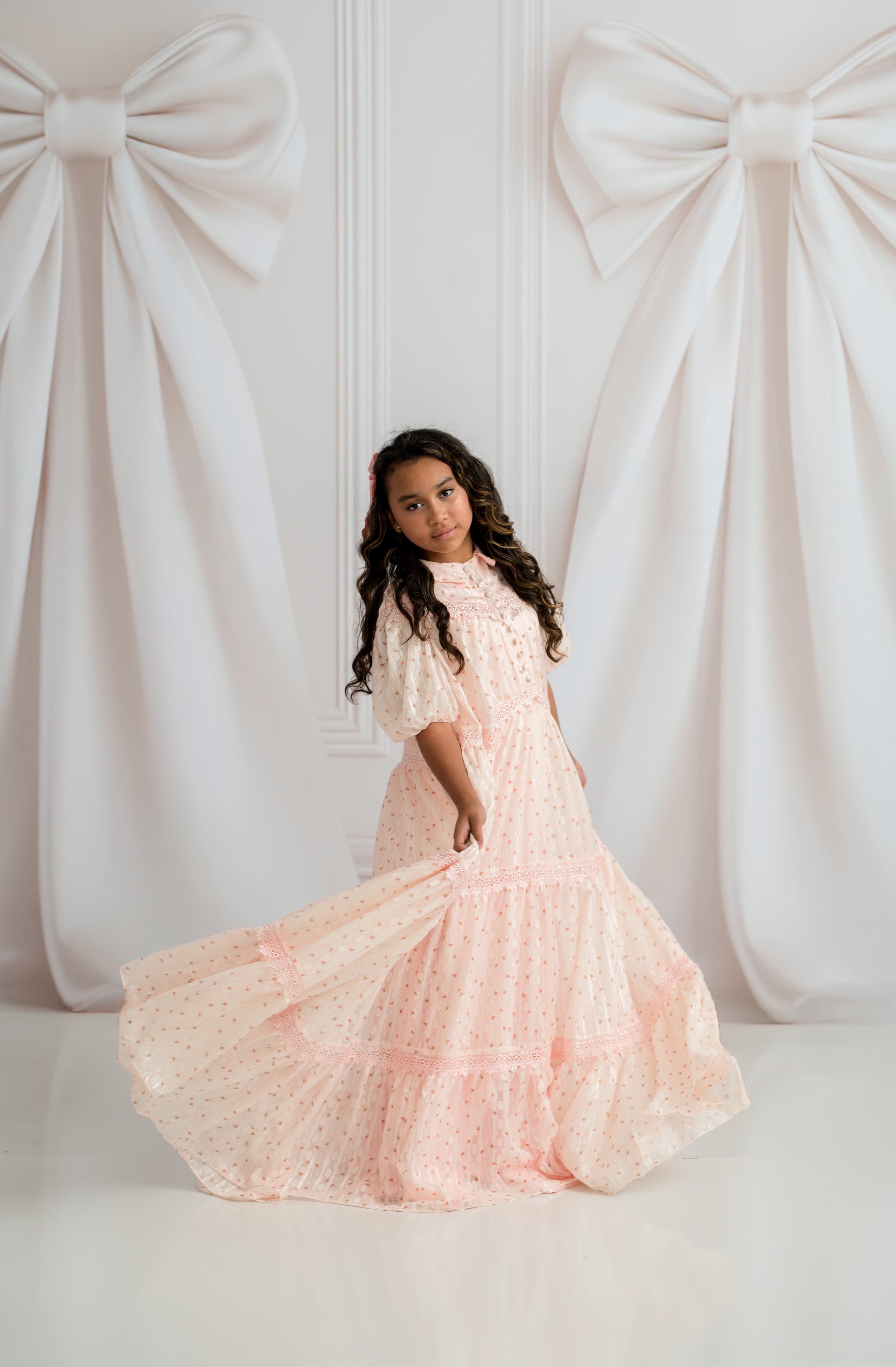 Sugar Rosette – Floor-Length Gown with Matching Slip | Girls (7Y–Petite 10Y)