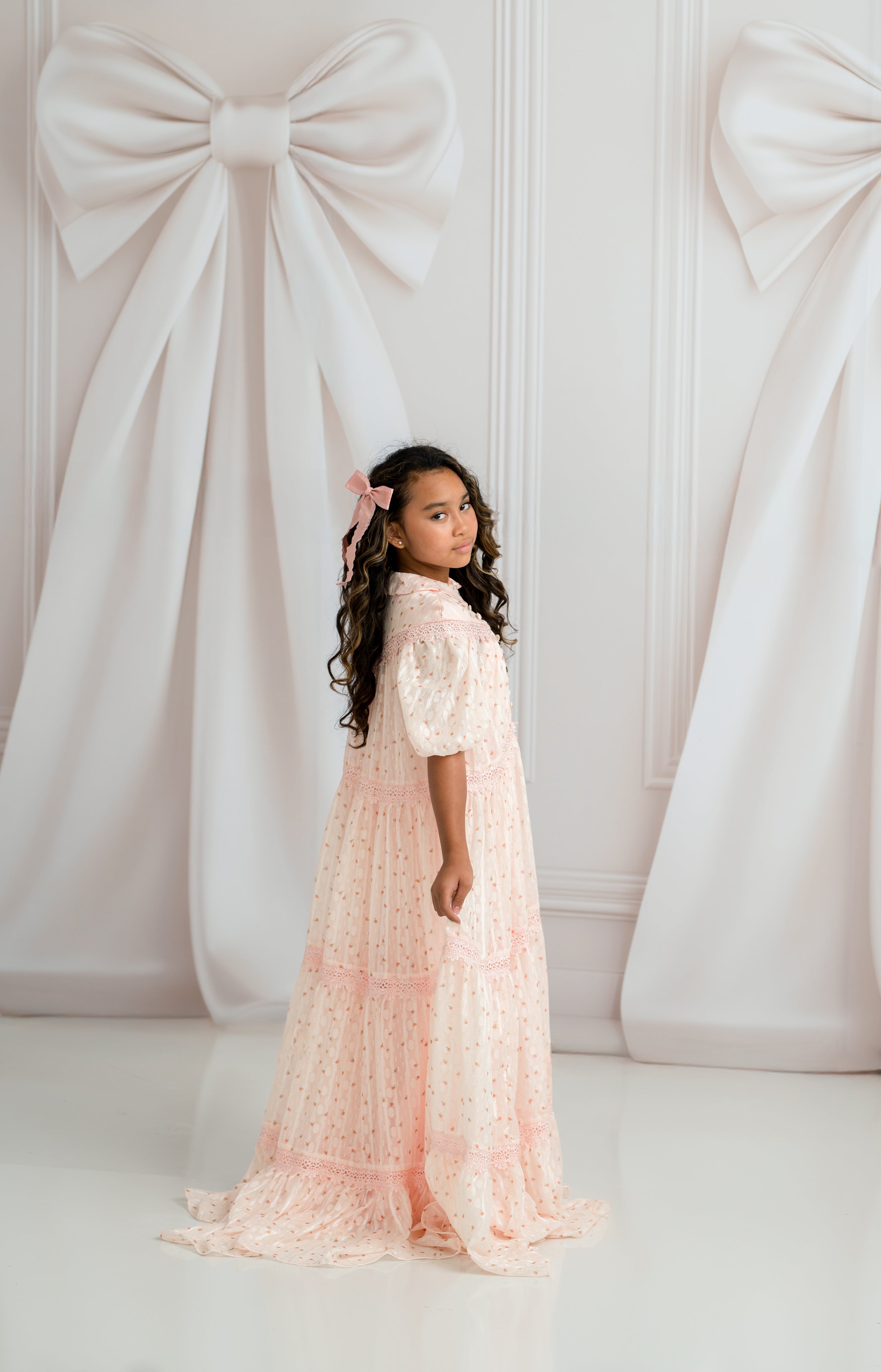 Sugar Rosette – Floor-Length Gown with Matching Slip | Girls (7Y–Petite 10Y)