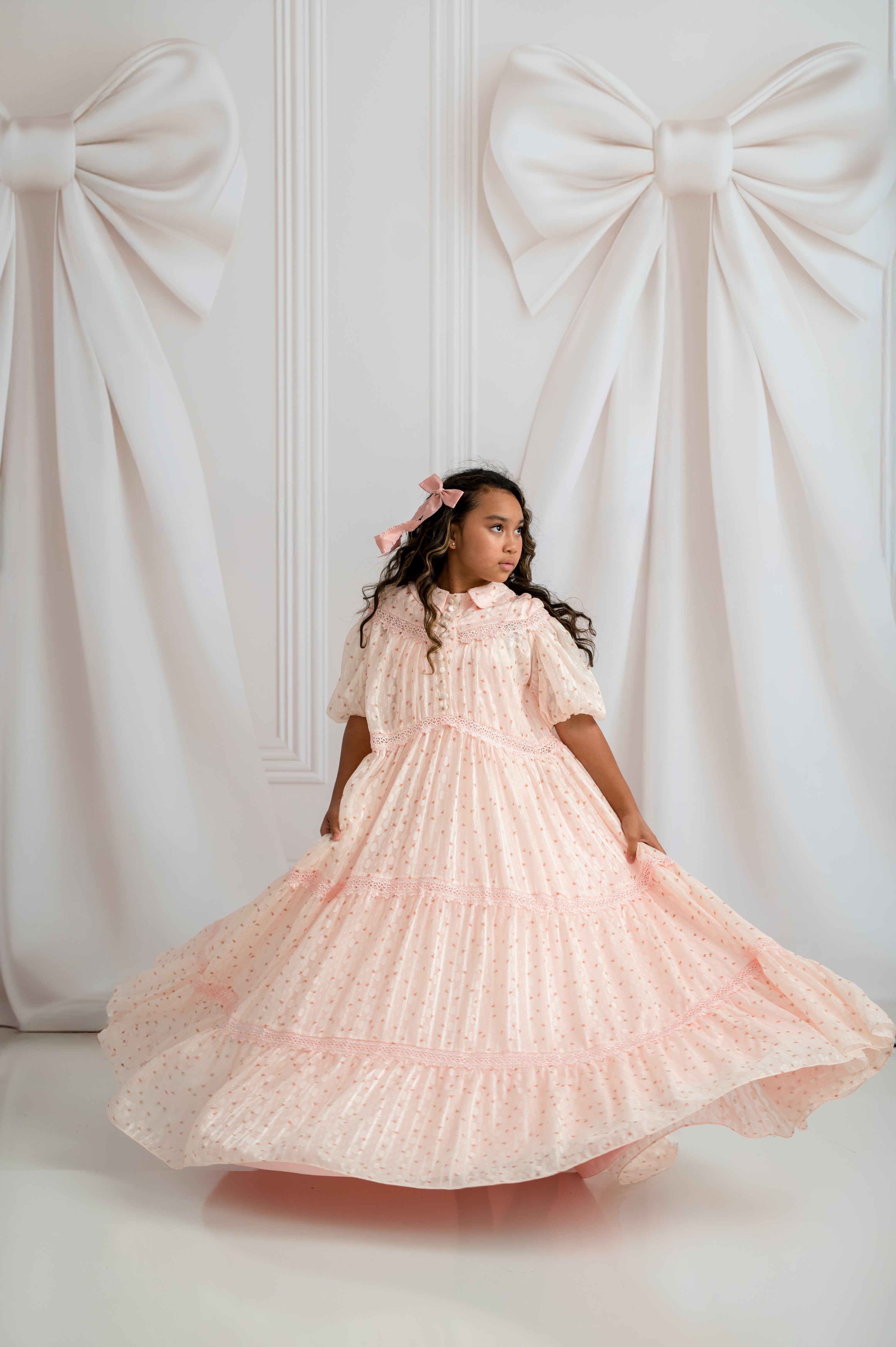 Sugar Rosette – Floor-Length Gown with Matching Slip | Girls (7Y–Petite 10Y)