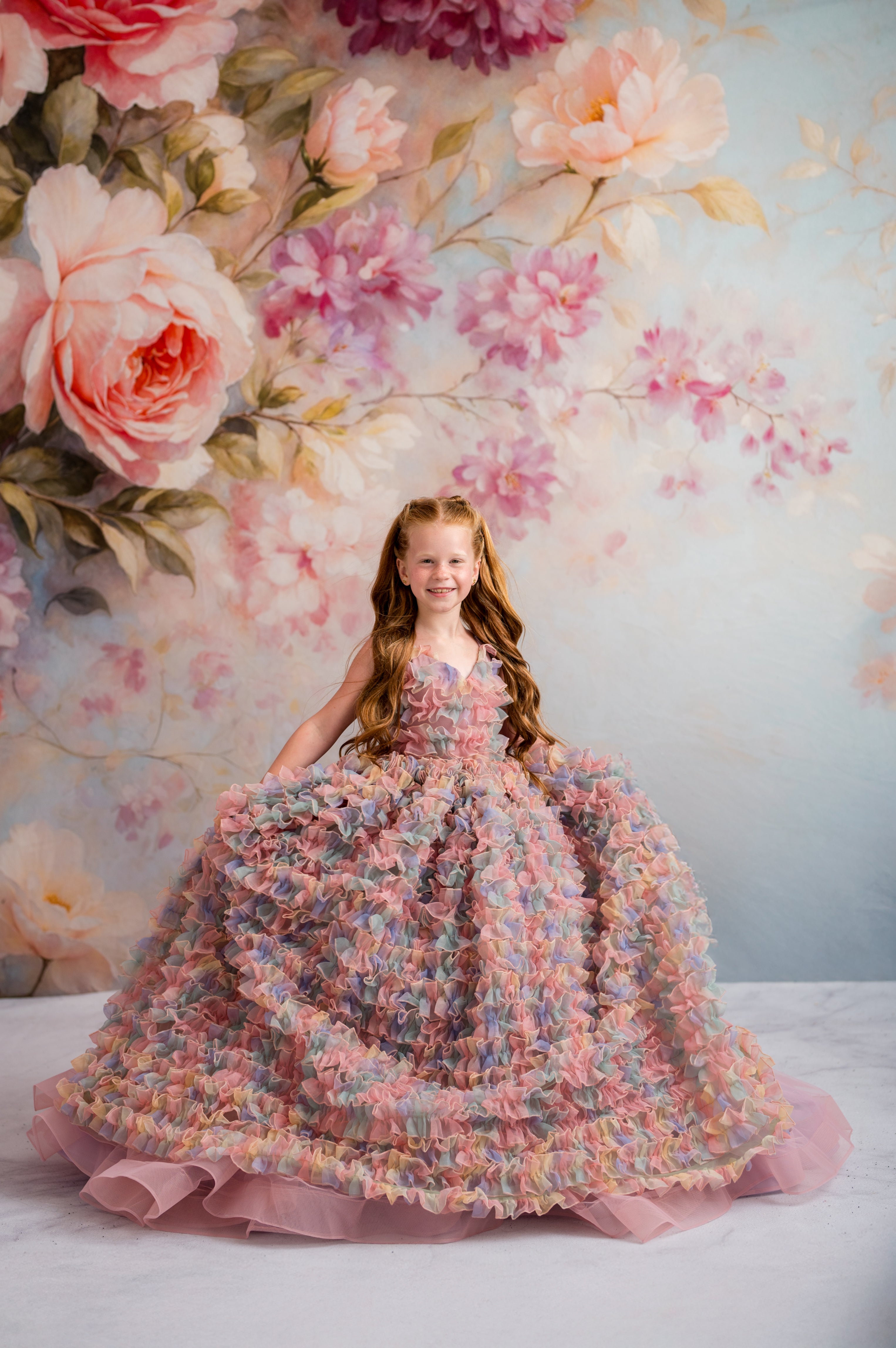 LolliLuxe Convertible Gown – Floor-Length Ruffle Dress with Detachable Bodice & Bow | Girls (7Year–Petite 8 Year)