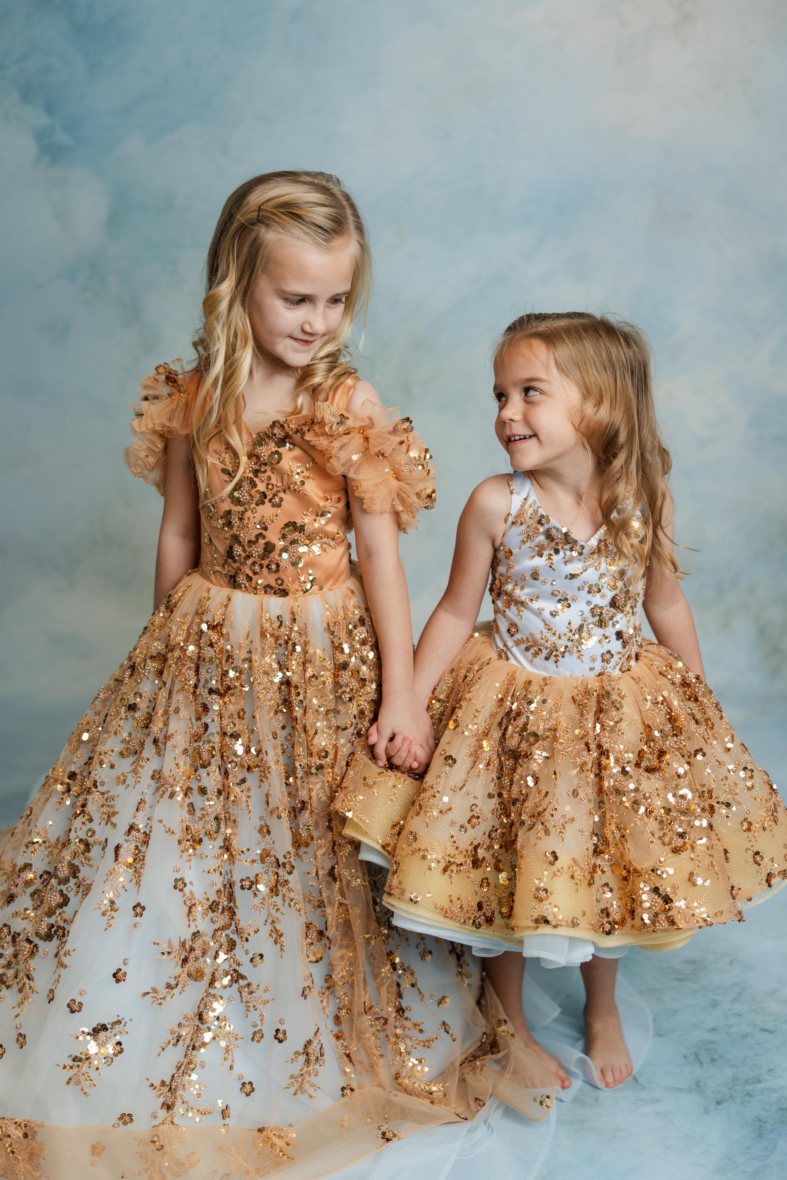 "Cinderella’s Glow" -Petal Length Gown + Wristlets (5-6Year)