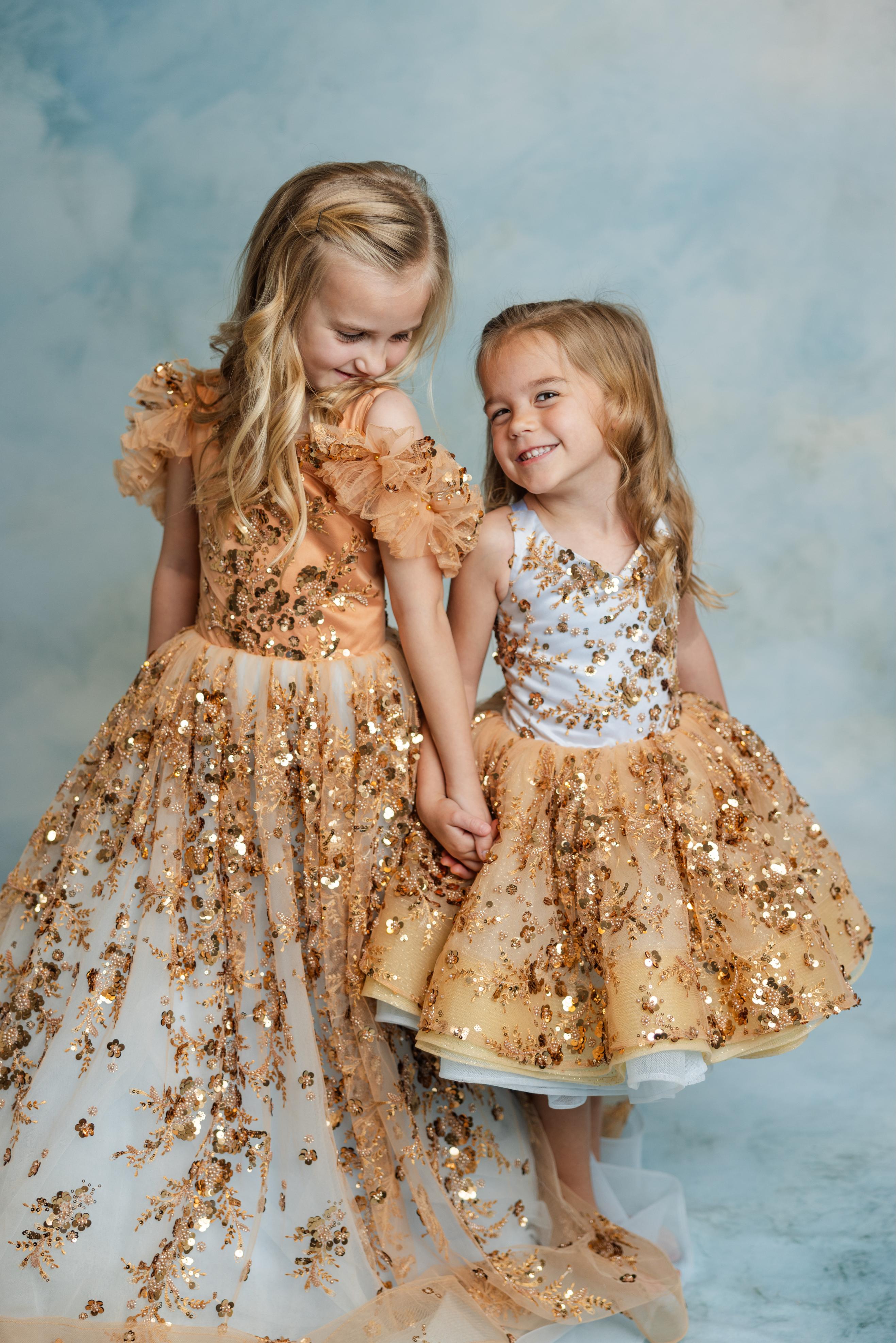 "Cinderella’s Glow" -Petal Length Gown + Wristlets (5-6Year)