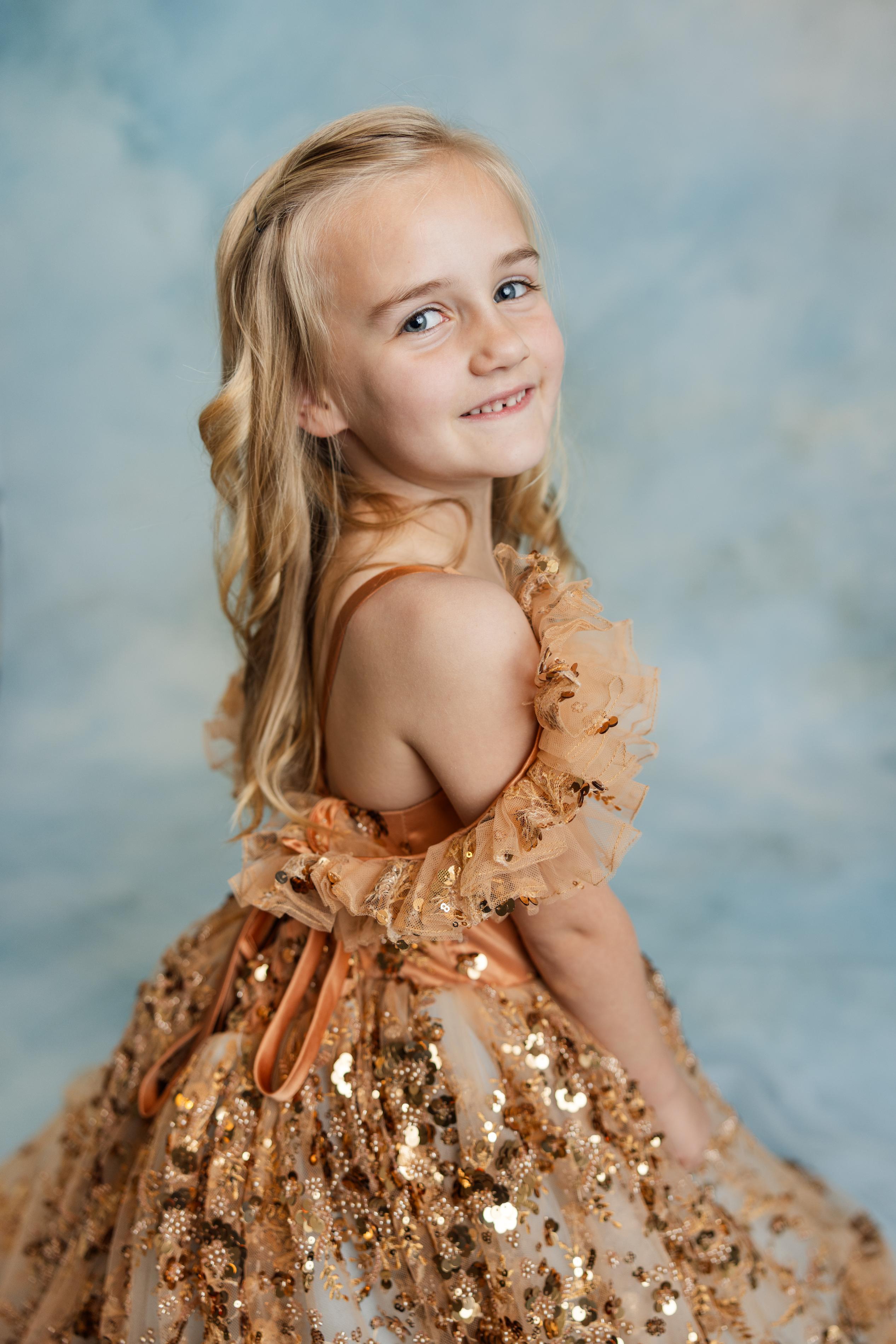 "Cinderella’s Glow" -Floor Length Gown (8-9Year)