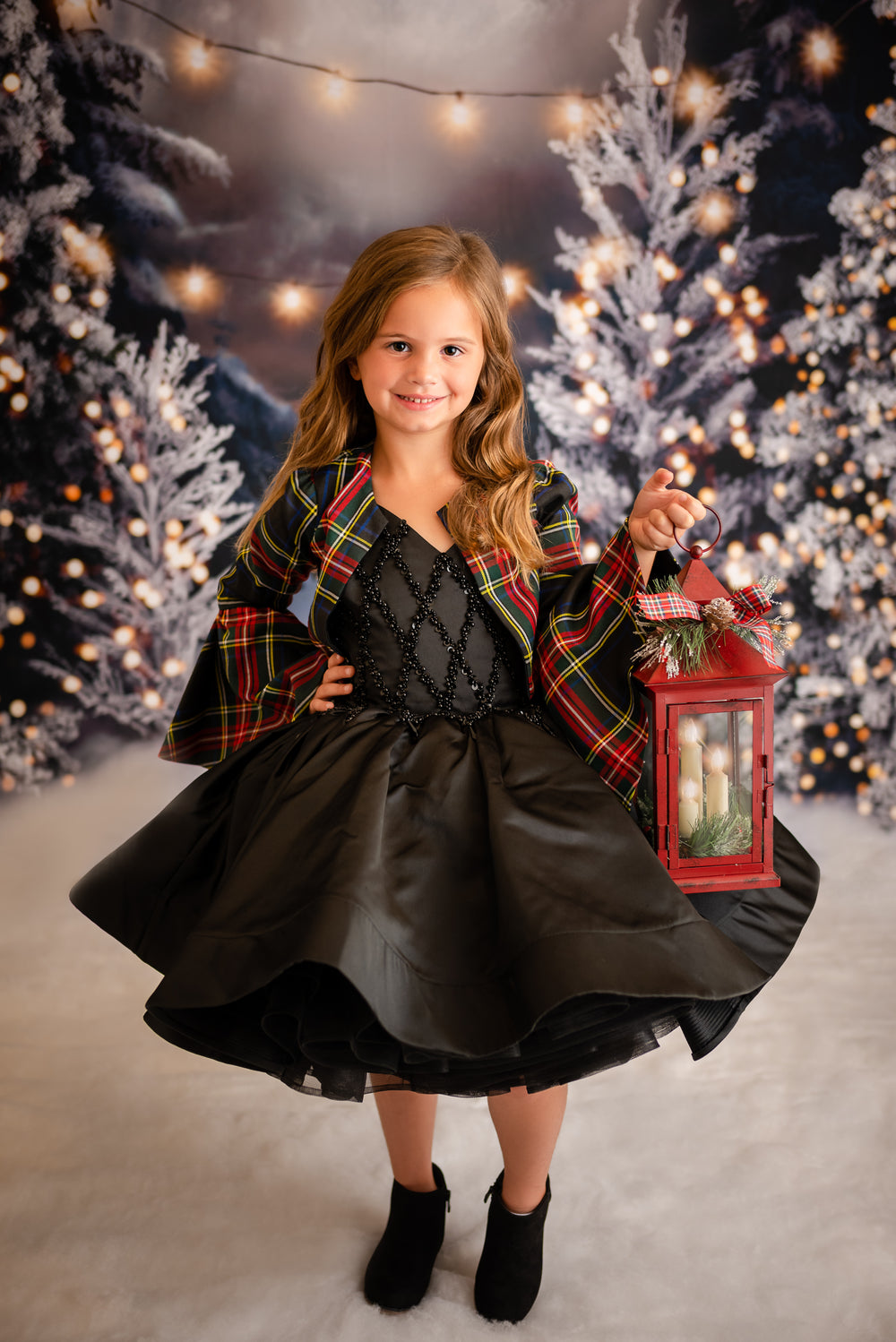 REMNANT BLACK PLAID can be made as a dress or suspender boys vintage shorts