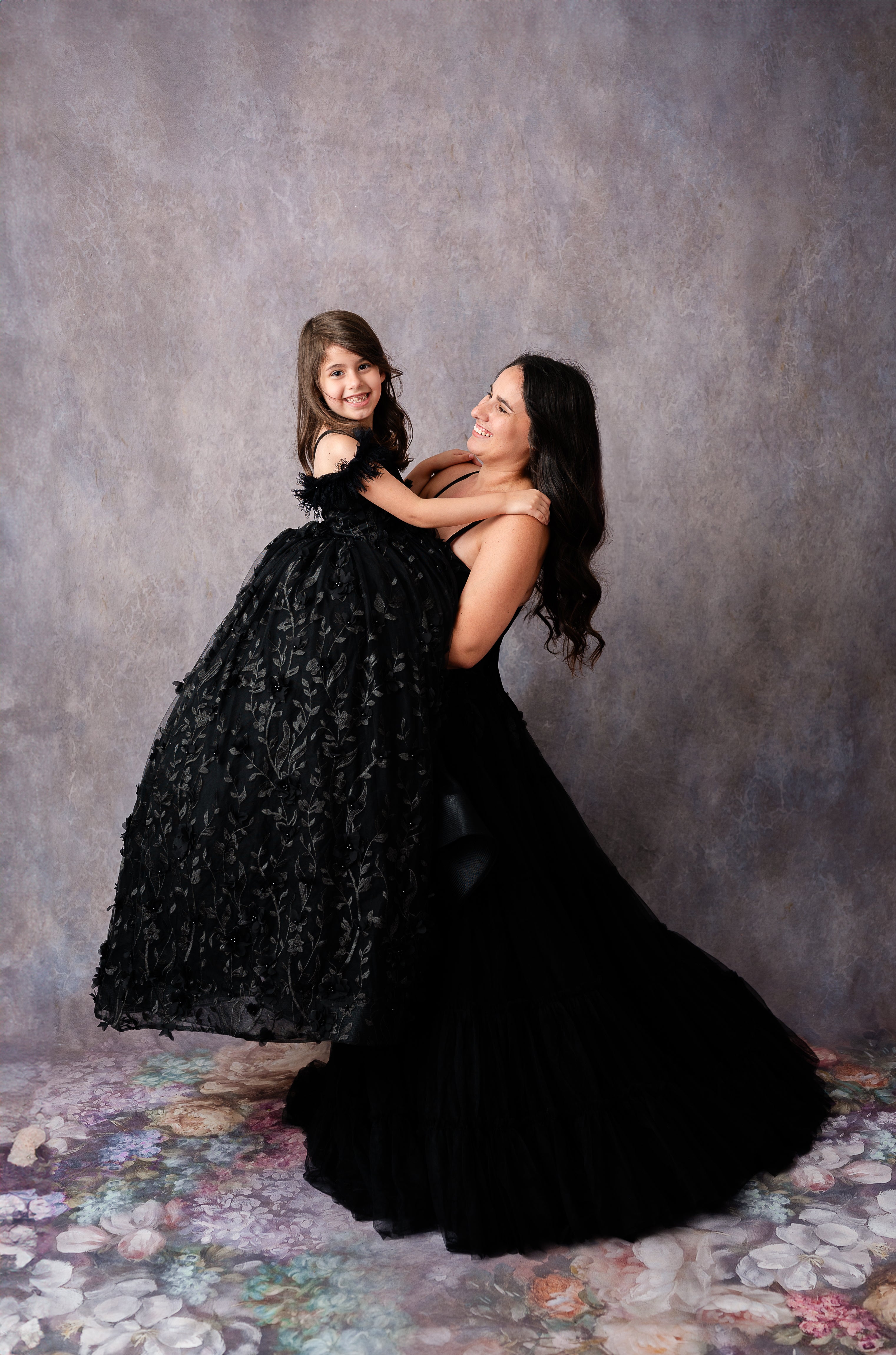 "Heavenly" Black Couture Rental Gown | Floor-Length Dress for Size 6 Years - Petite 7 Years