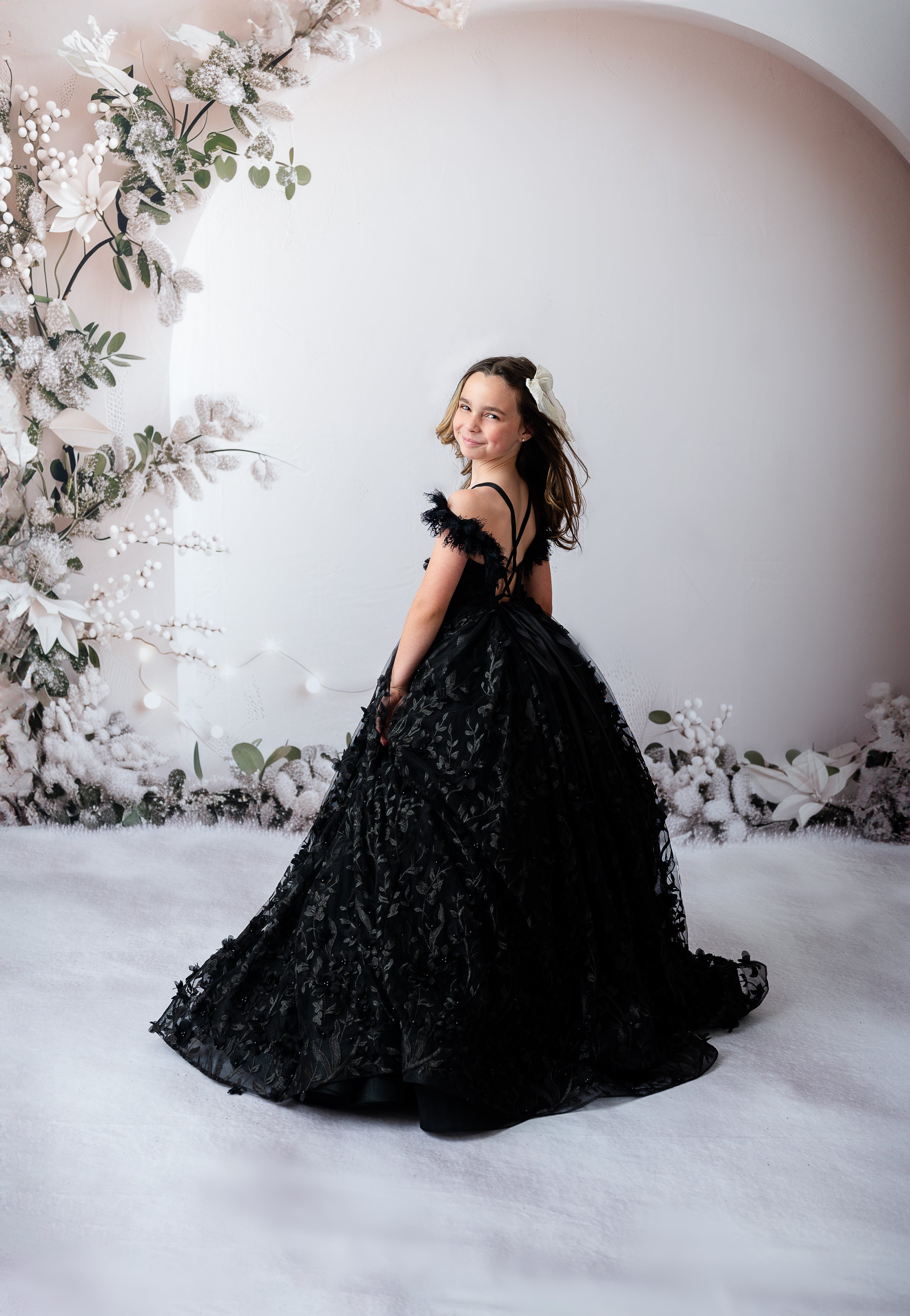 custom couture black children's gowns