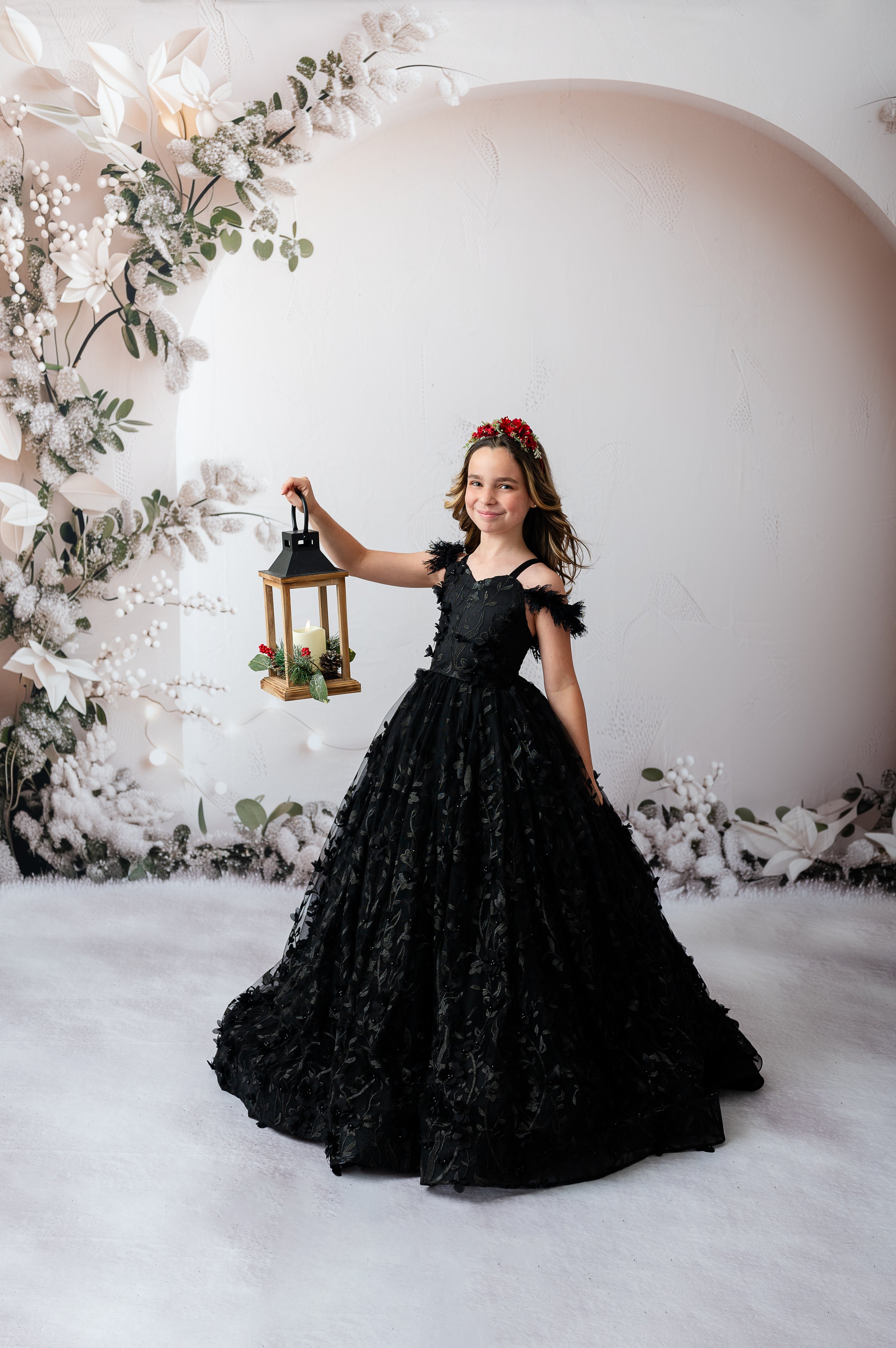 "Heavenly" Black Couture Rental Gown | Floor-Length Dress for Size 6 Years - Petite 7 Years
