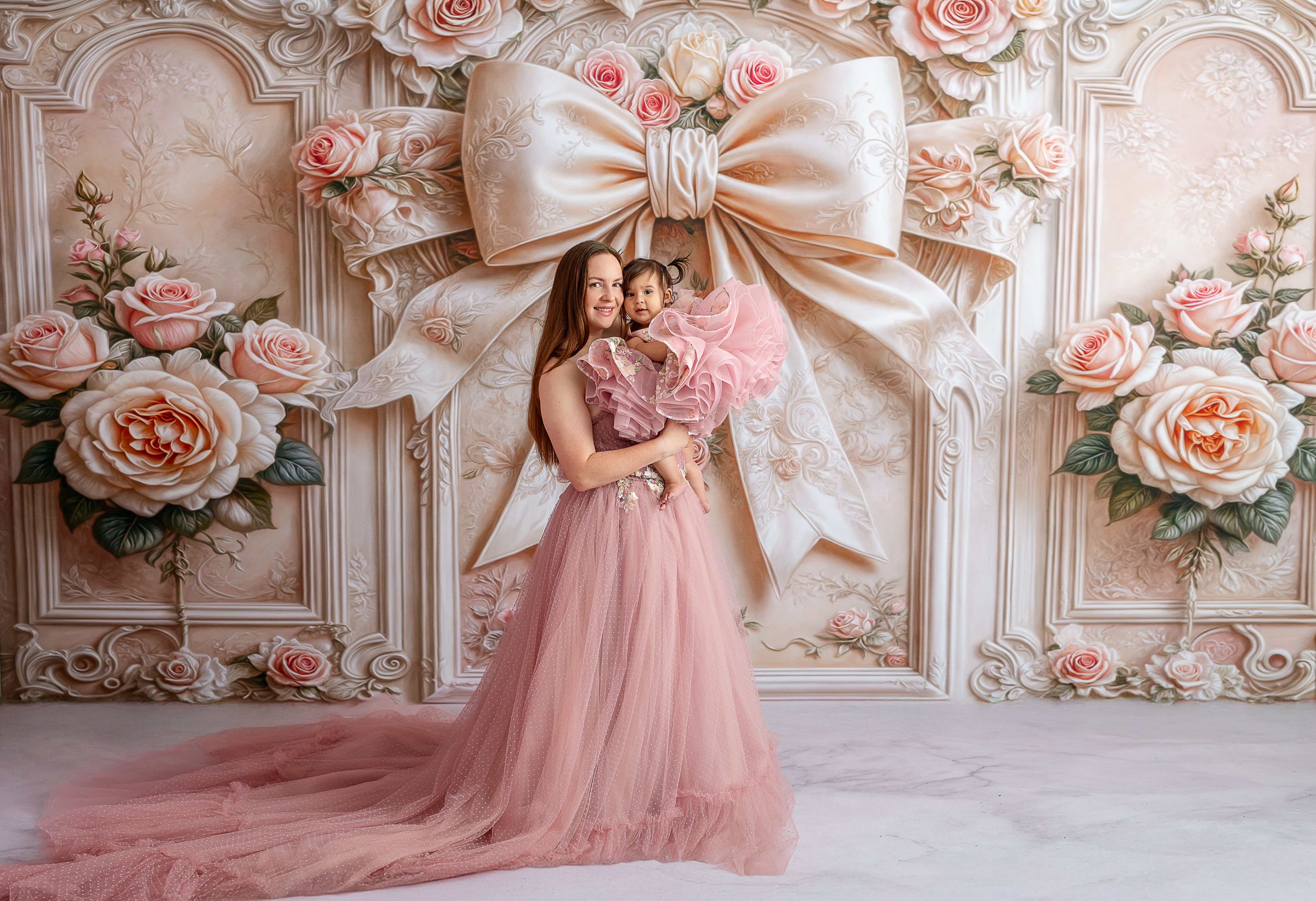 Romantic and elegant mother-daughter matching outfit rental