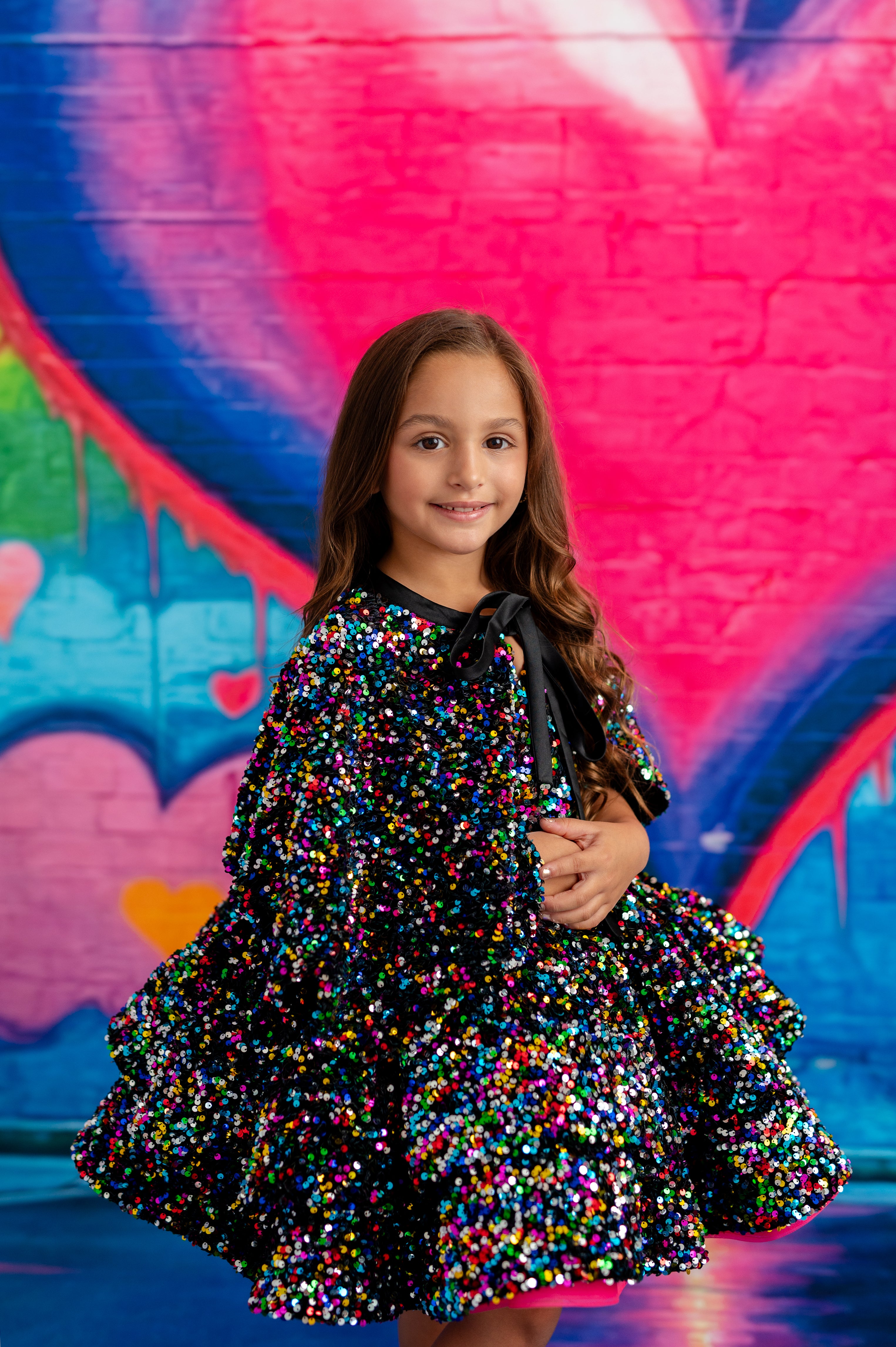 Prism Sparkle Short Petal Dress – Couture for Girls (5–6 Years)