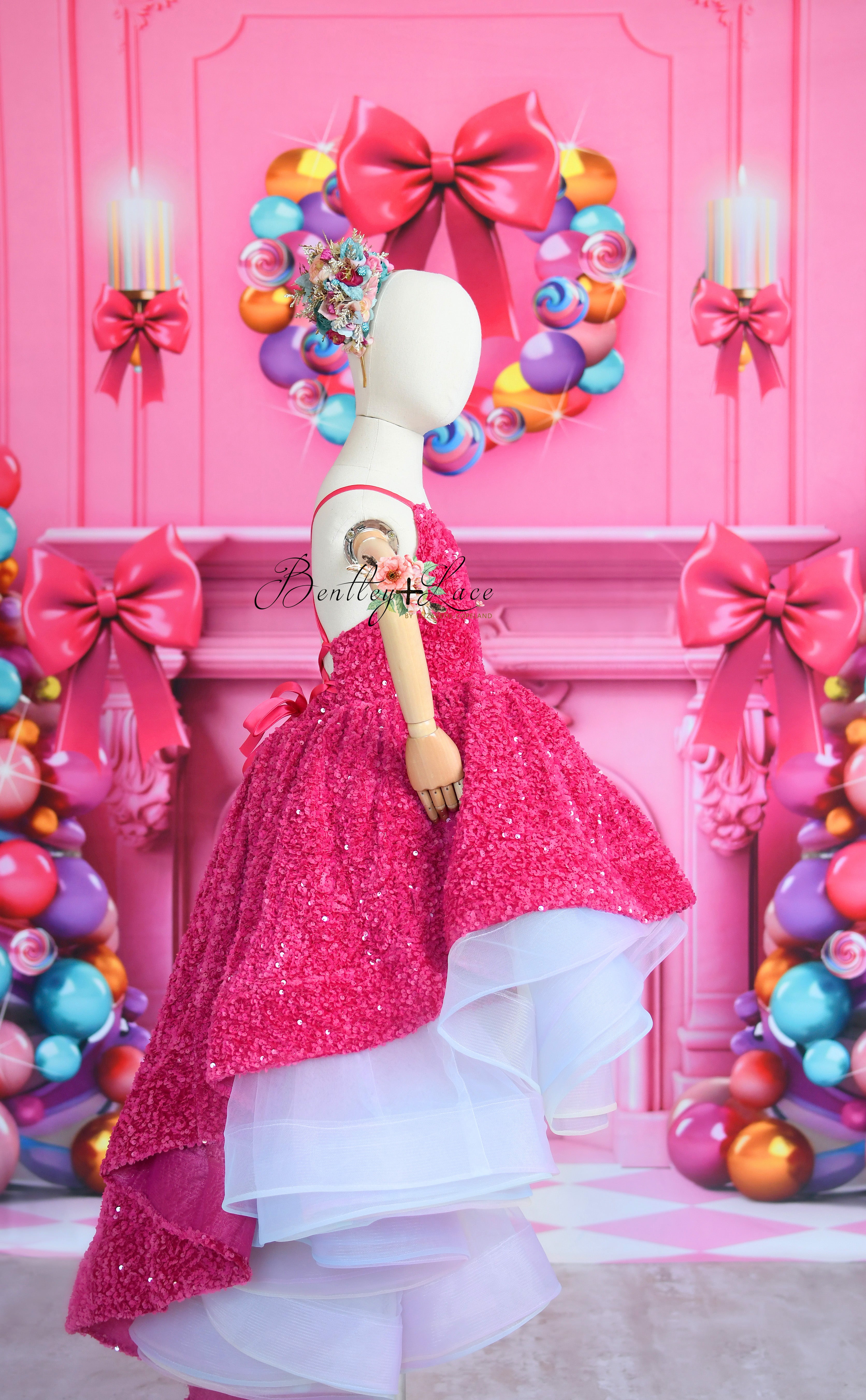 "Retro" Rainbow- high low gown ( 4 Year - Petite 5 Year) up to petite 6 year