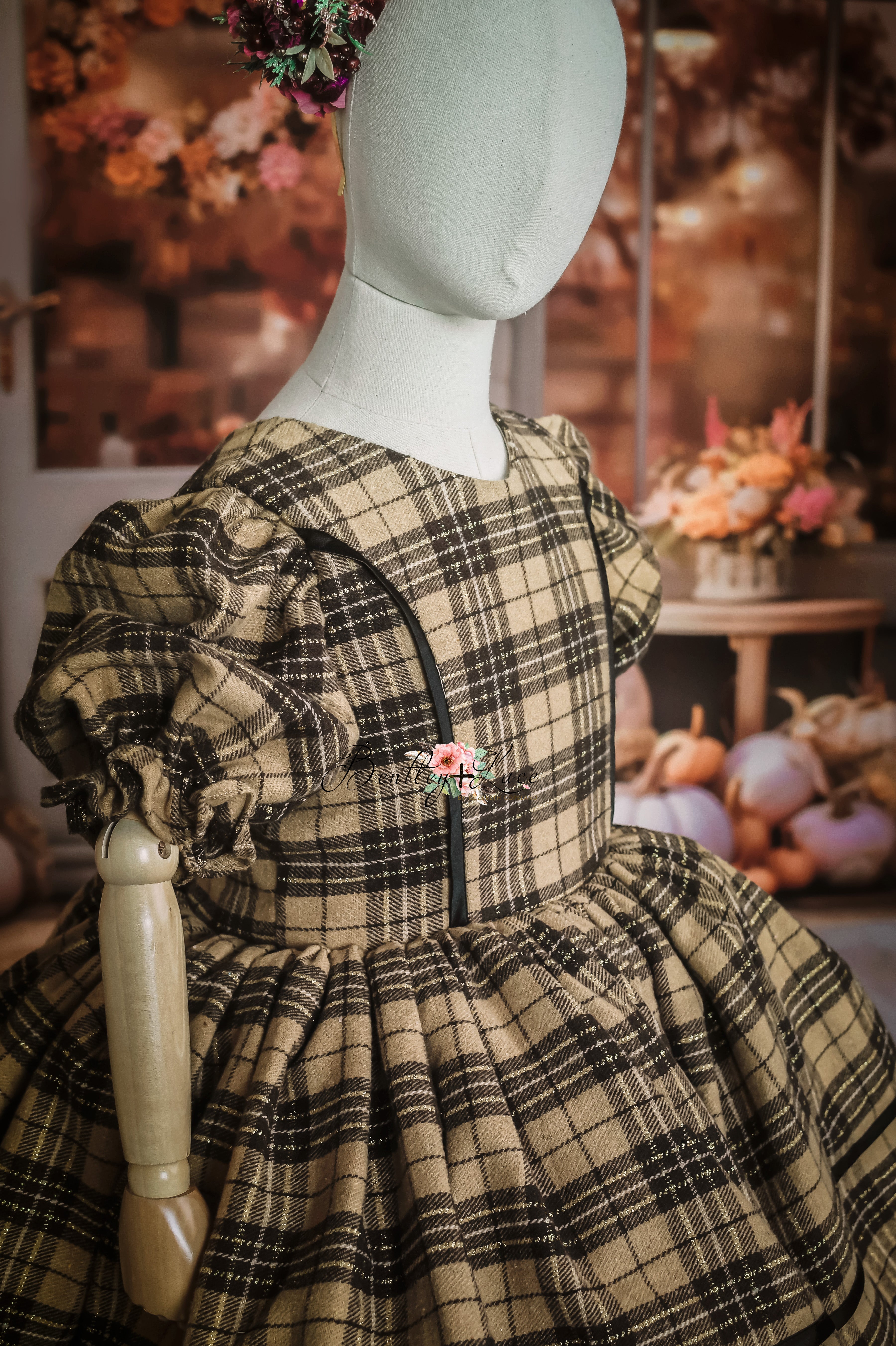 "Sweater Weather" - vintage inspired-tan petal length ( 5 Year - Petite 7 Year)
