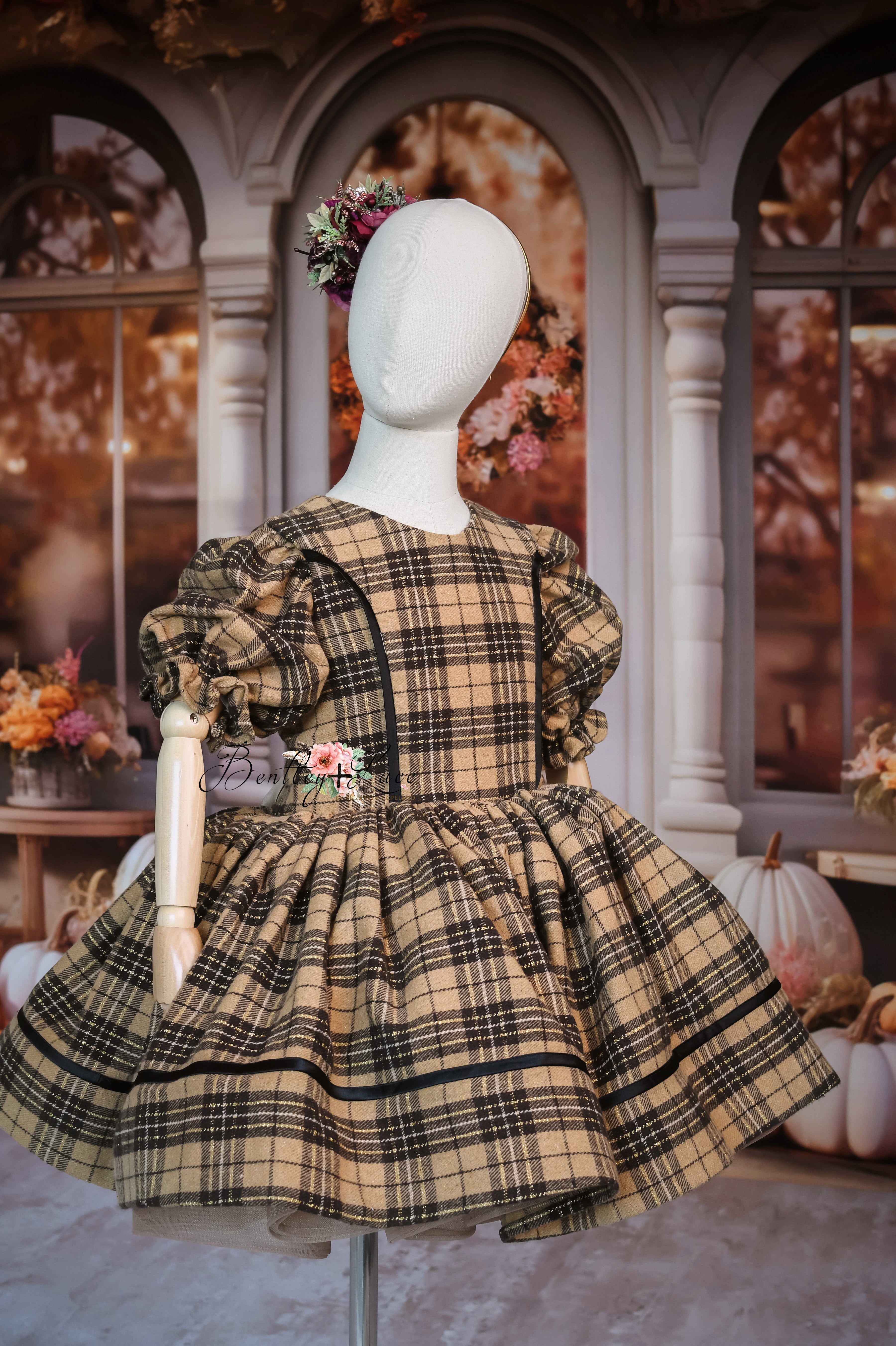 "Sweater Weather" - vintage inspired-tan petal length ( 5 Year - Petite 7 Year)