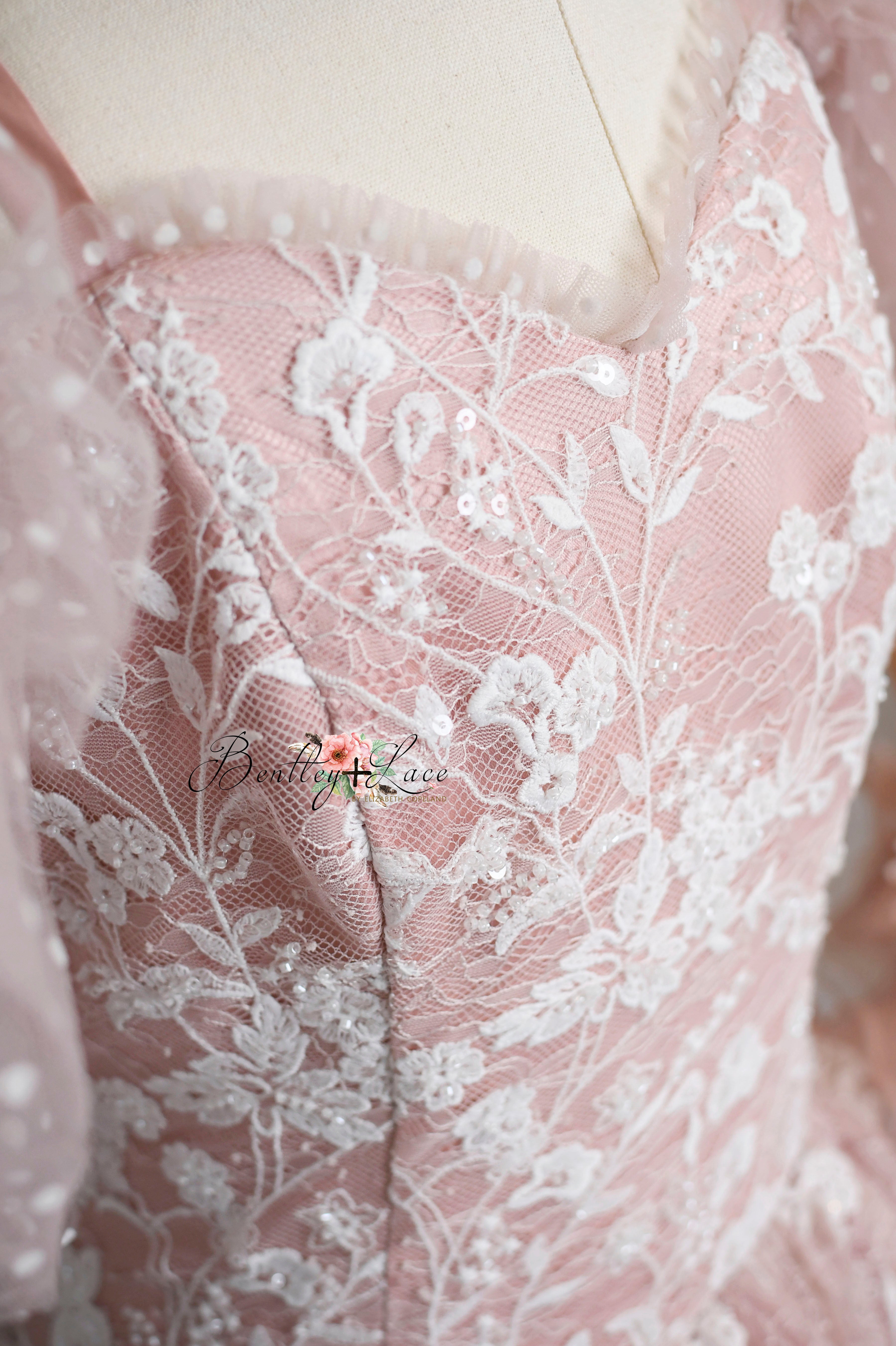 "Dentelle Rose" Floor-Length Dress | Editorial Couture Gown for Special Occasions