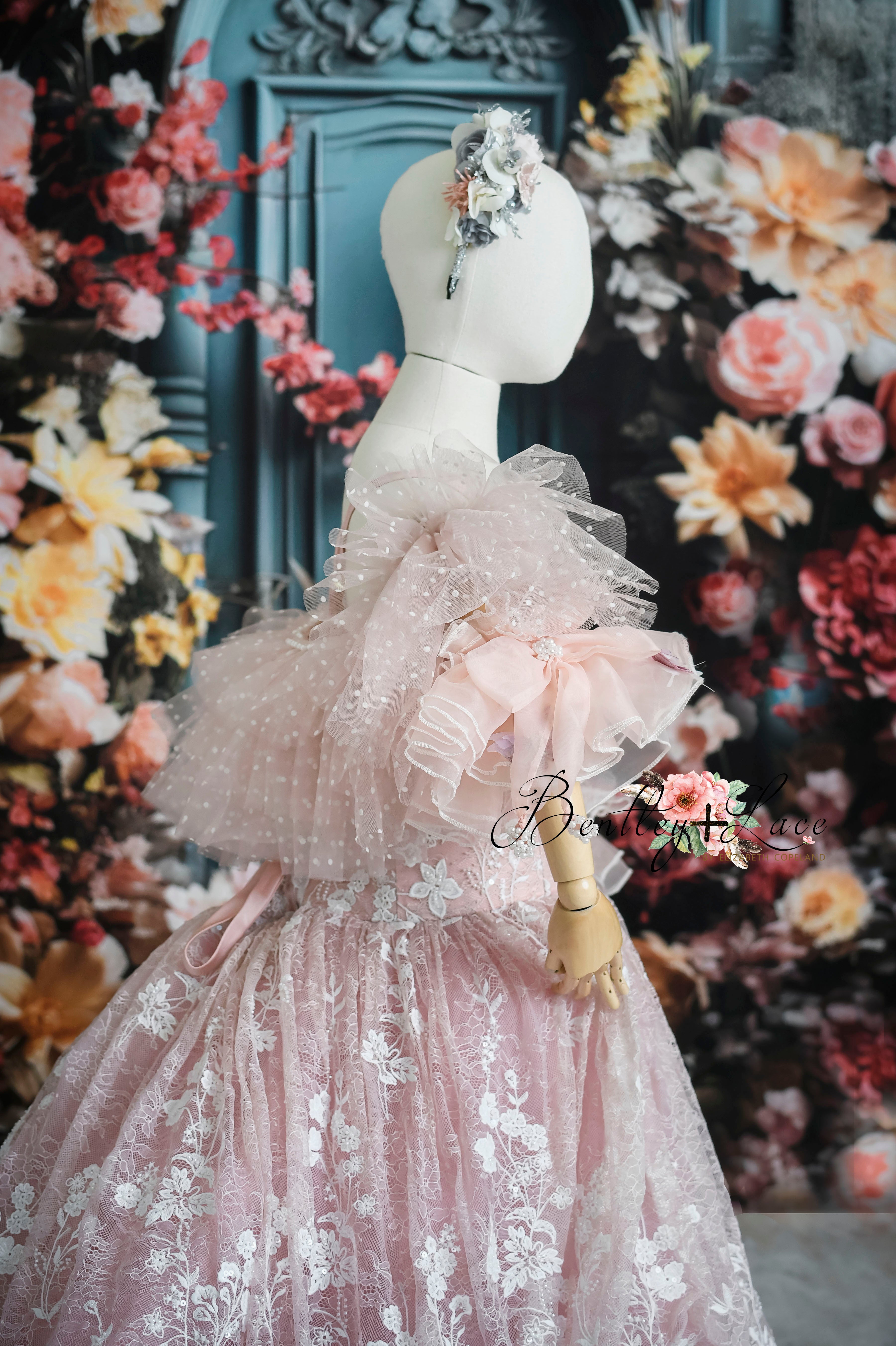"Dentelle Rose" Floor-Length Dress | Editorial Couture Gown for Special Occasions