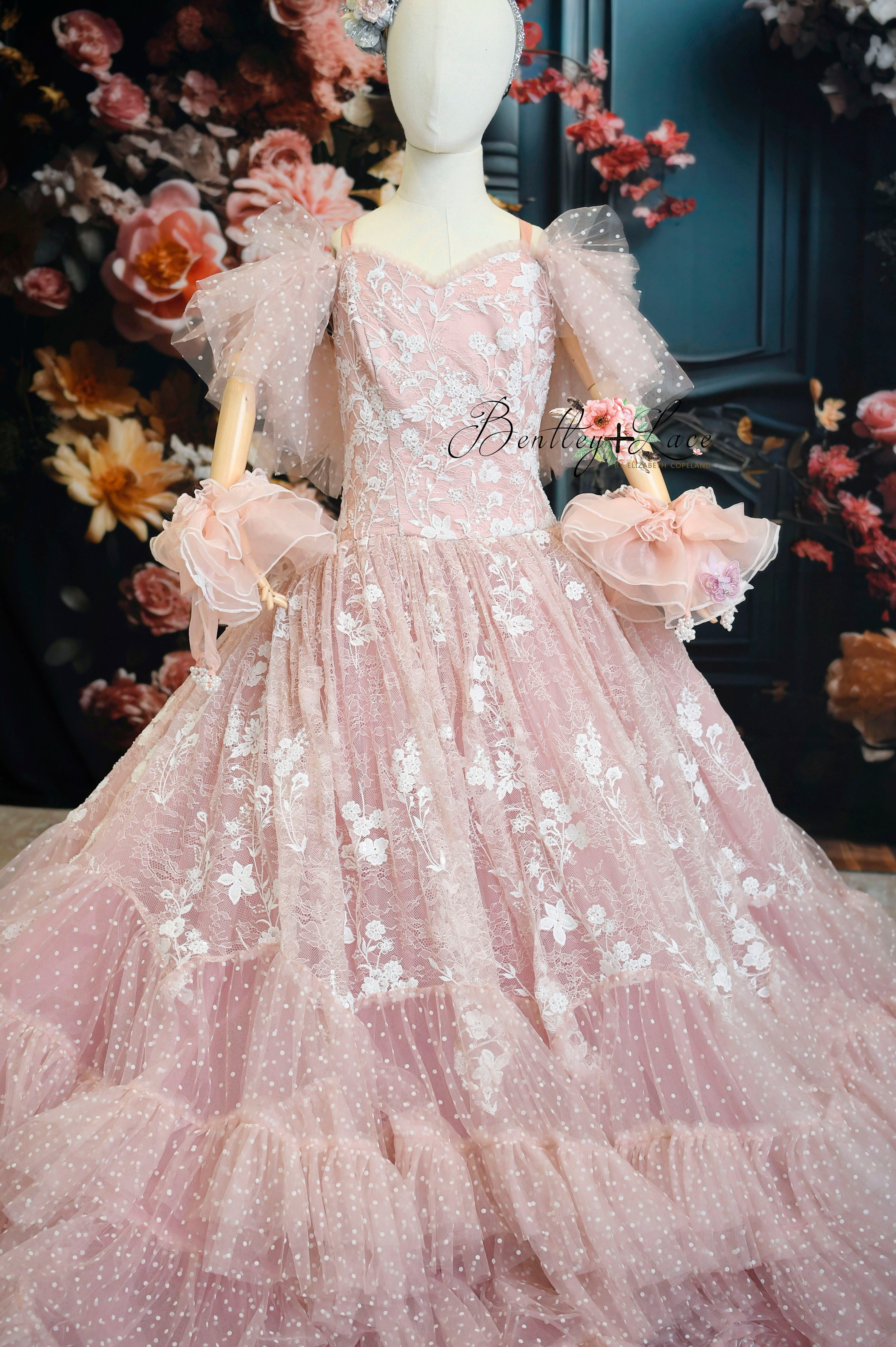 "Dentelle Rose" Floor-Length Dress | Editorial Couture Gown for Special Occasions
