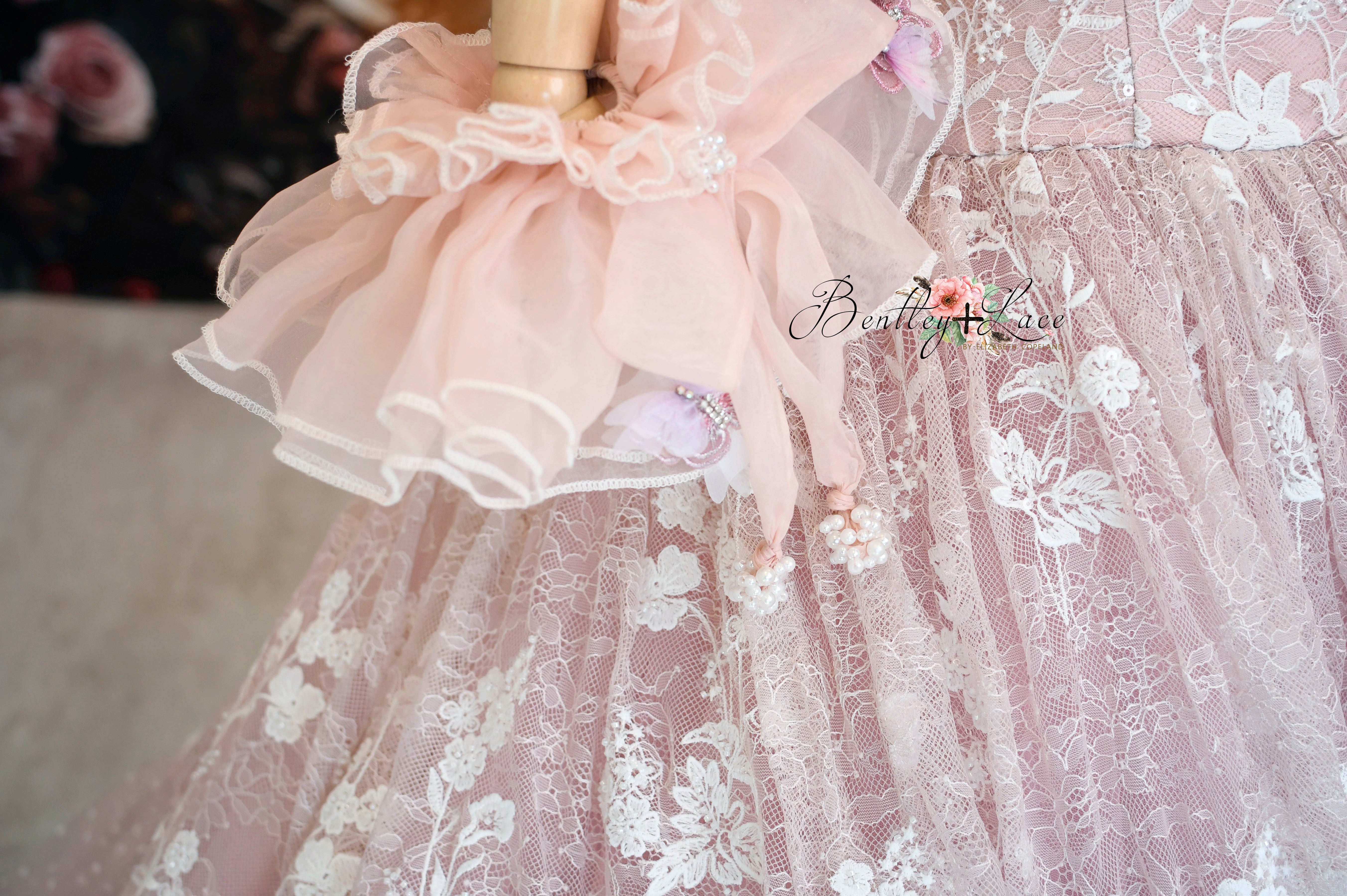 "Dentelle Rose" Floor-Length Dress | Editorial Couture Gown for Special Occasions