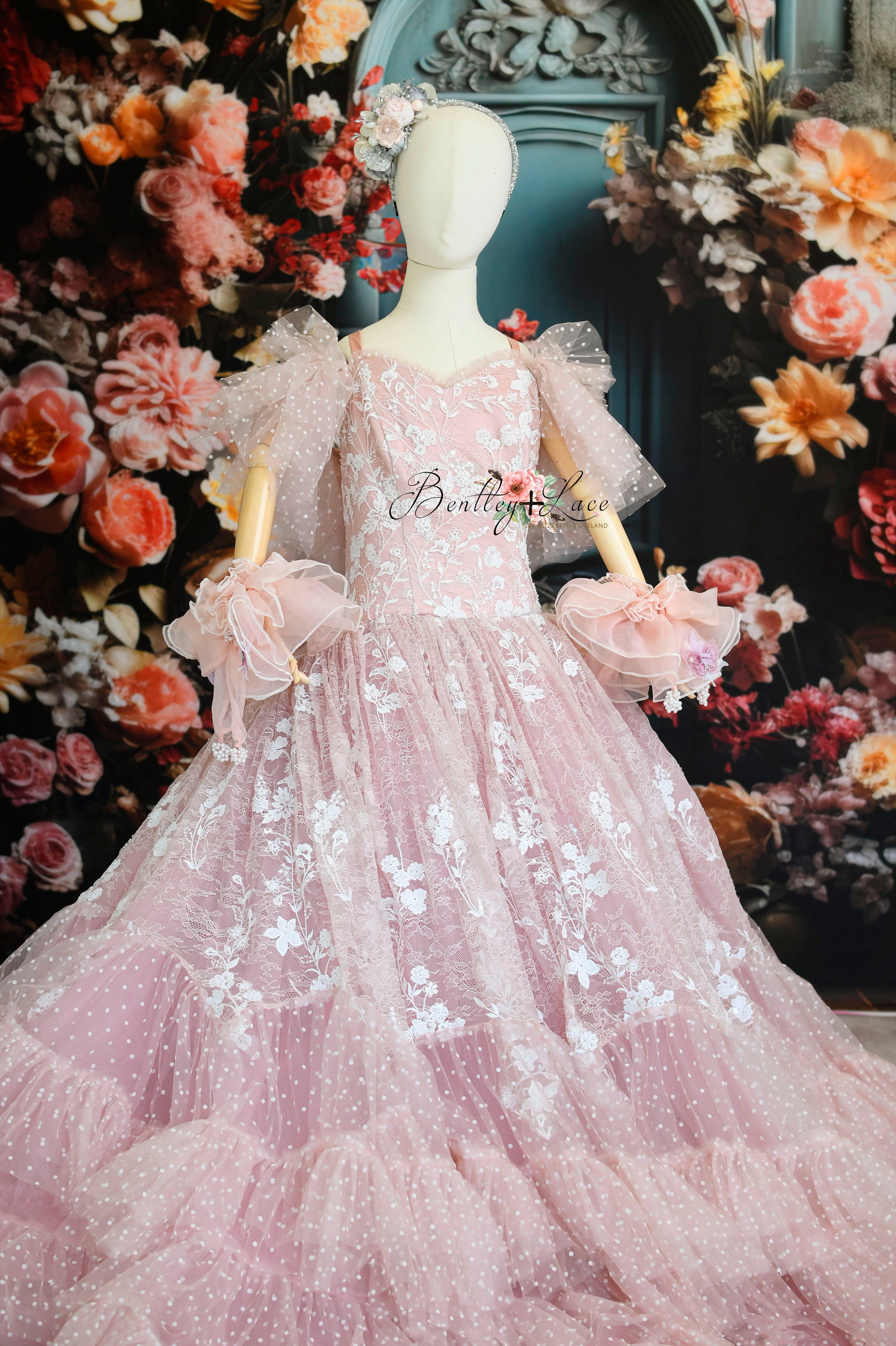 "Dentelle Rose" Floor-Length Dress | Editorial Couture Gown for Special Occasions