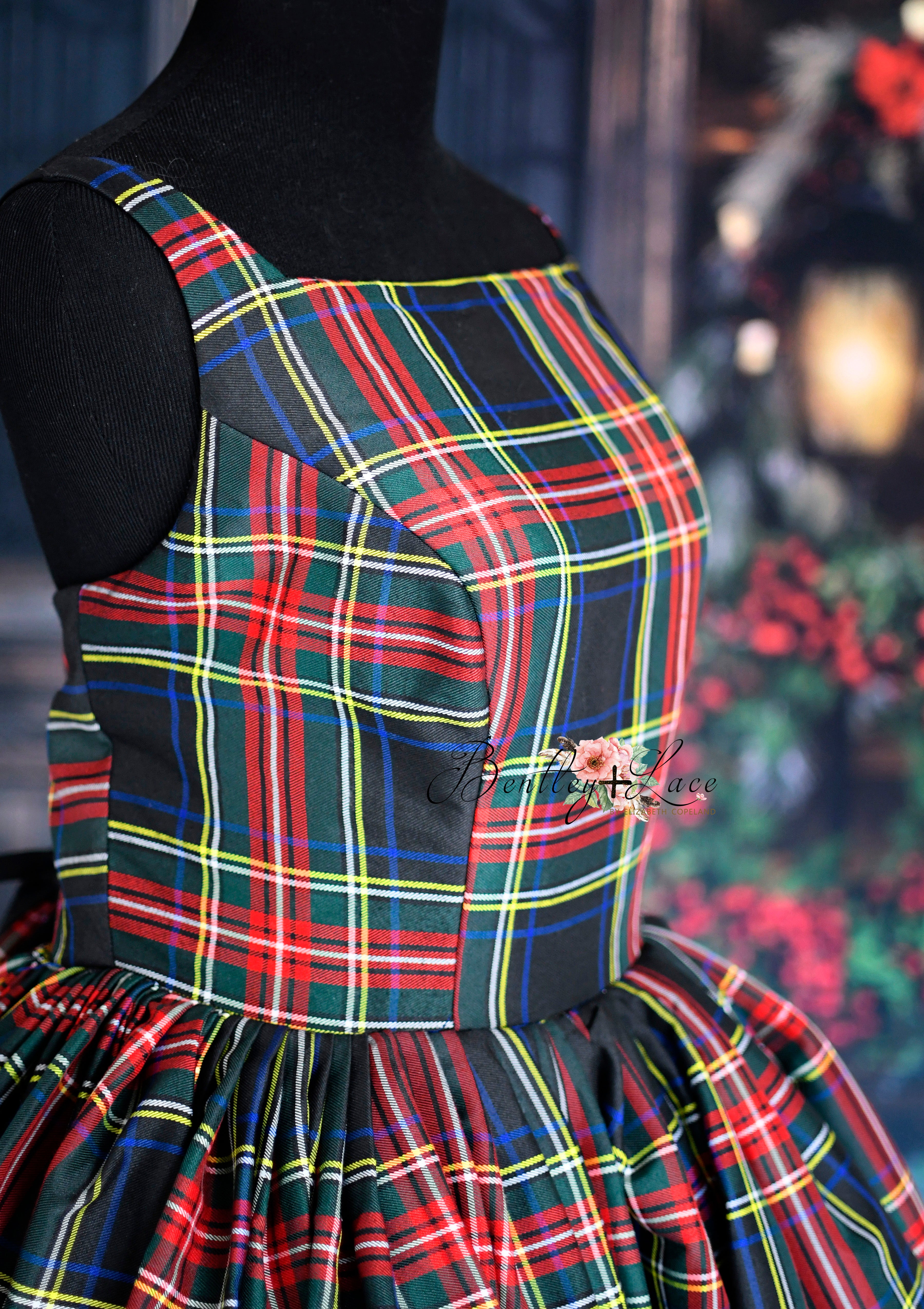Couture gown rental: "Darling Plaid" Adult Short / Tea Length Dress ( Adult 8-12)