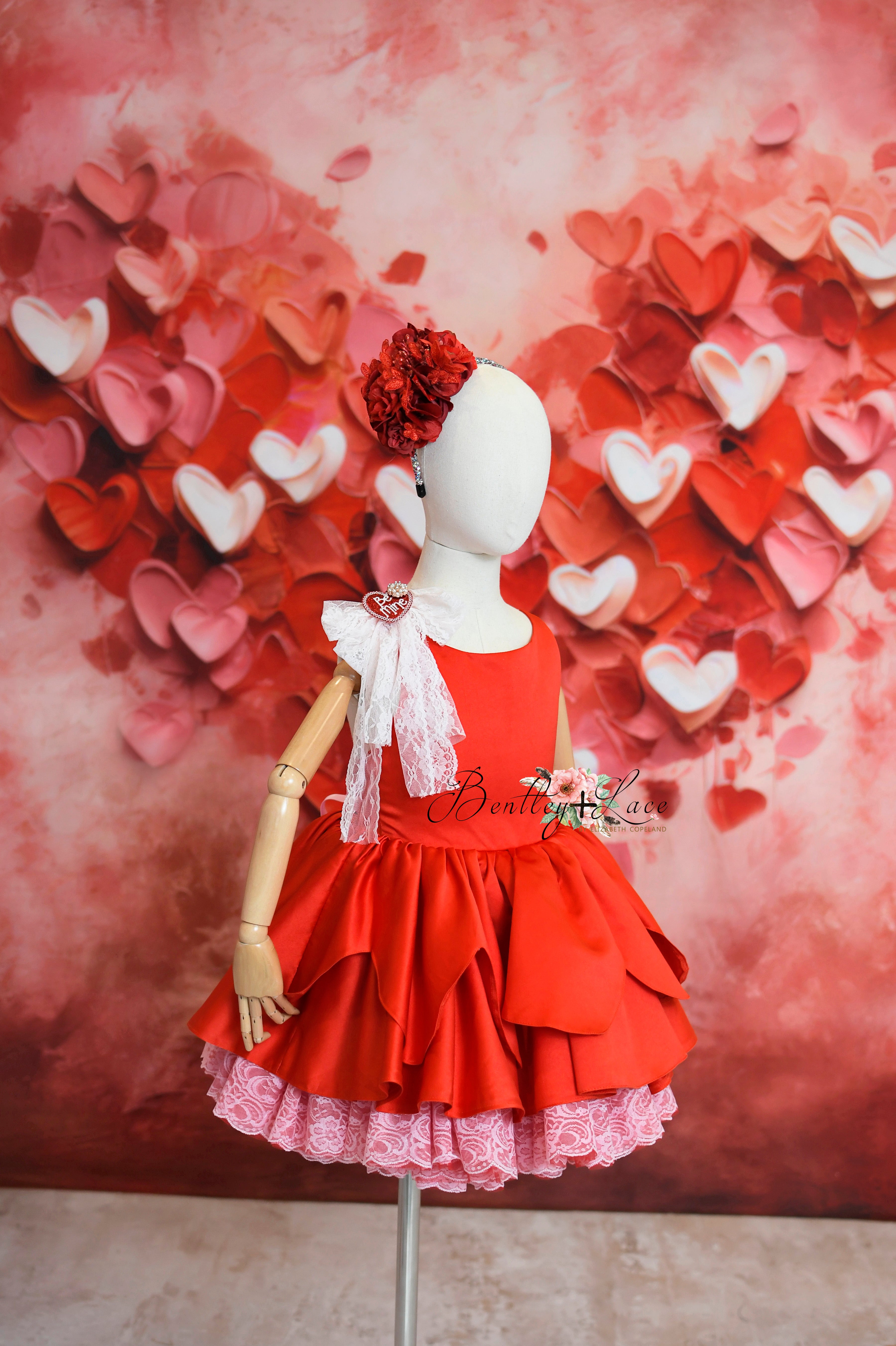 "Camila" Love Struck Theme Petal Length Dress | Editorial Couture Gown for Special Occasions