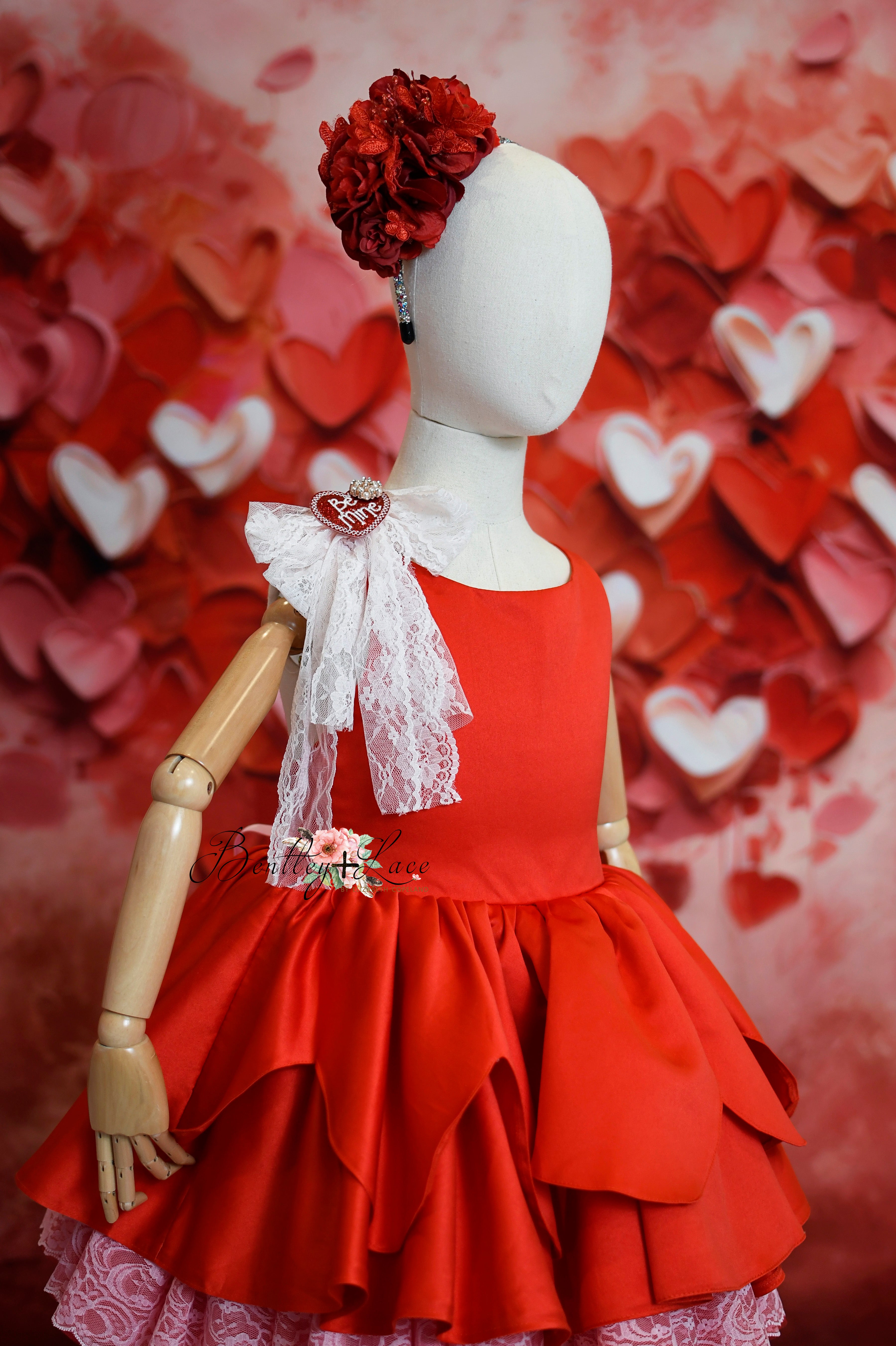 "Camila" Love Struck Theme Petal Length Dress | Editorial Couture Gown for Special Occasions
