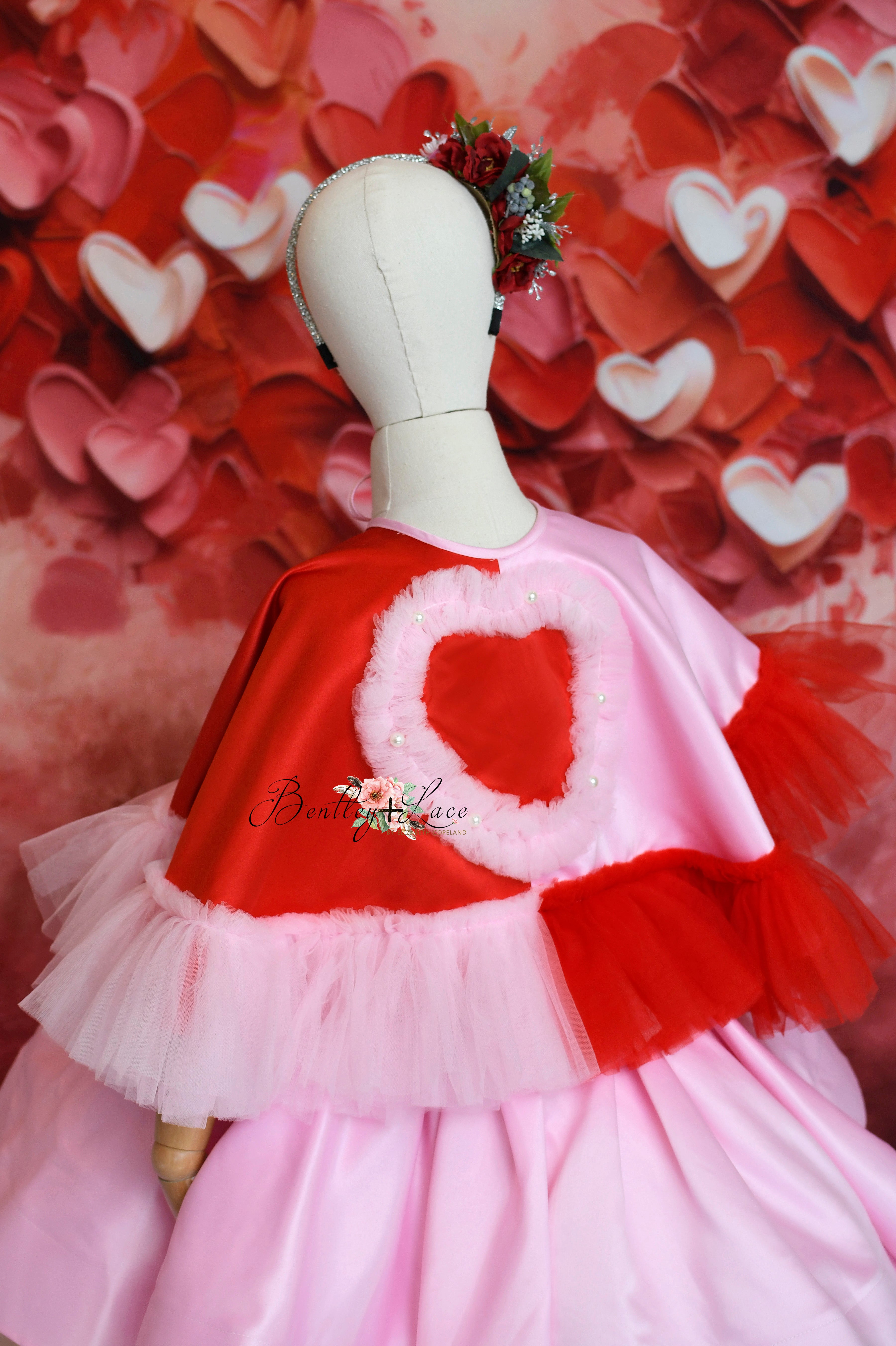 "Love Struck " Couture Rental Dress Box Set - 2 dresses + Color block cape Dress 1 (8 Year - 9 Year up to a petite 10 year) Dress 2