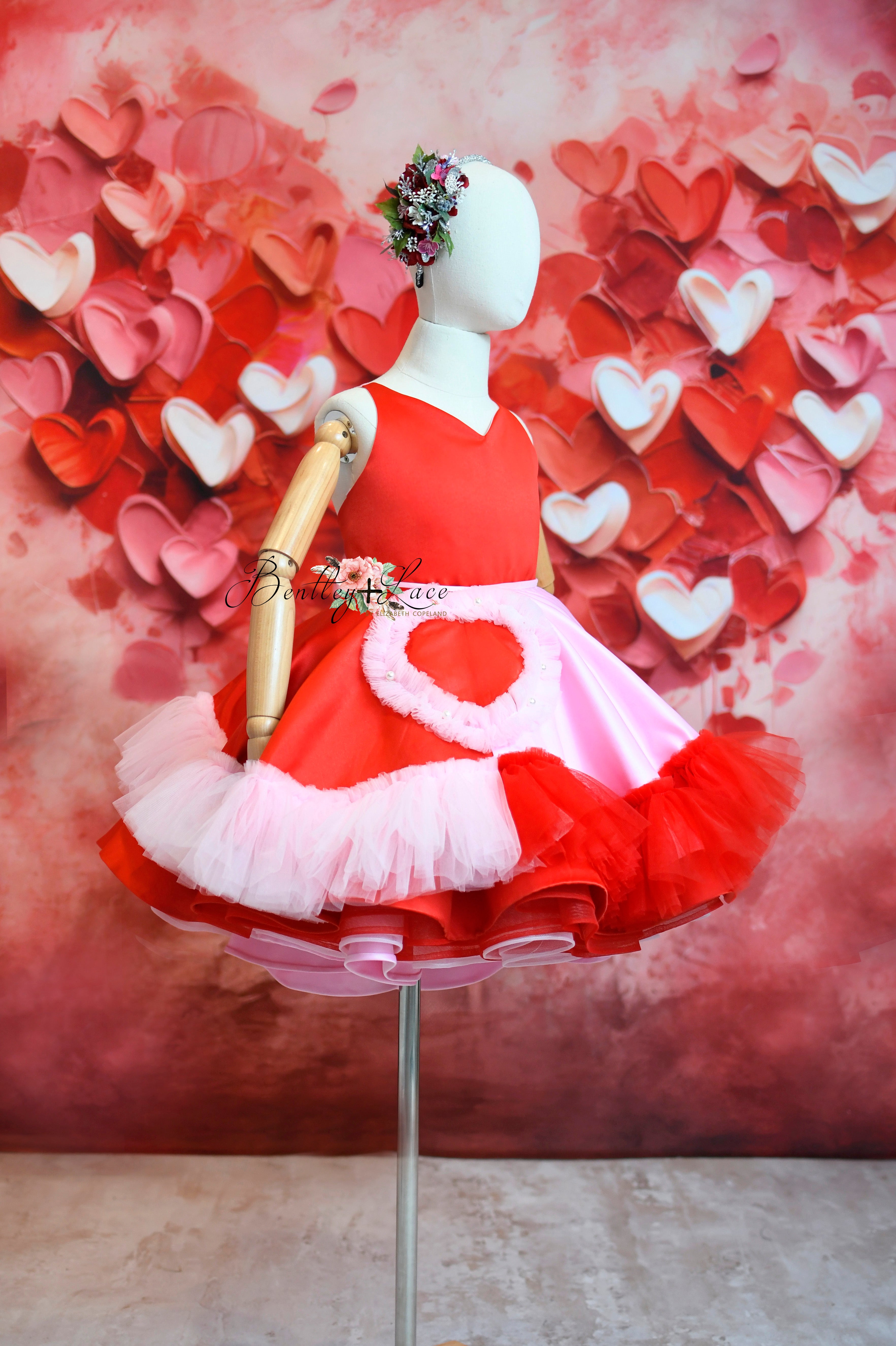 "Love Struck " Couture Rental Dress Box Set - 2 dresses + Color block cape Dress 1 (8 Year - 9 Year up to a petite 10 year) Dress 2