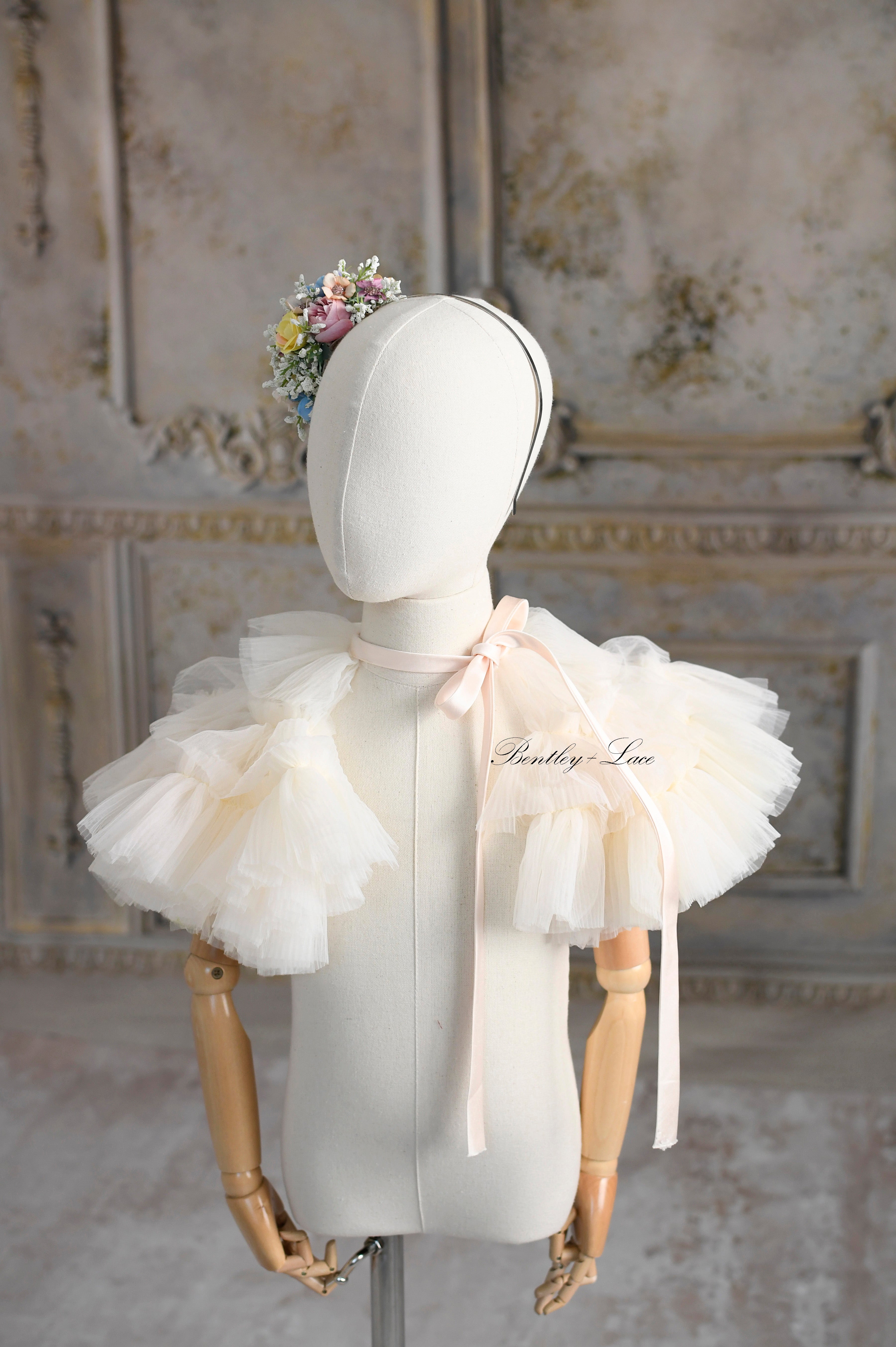 NEW. "Monet" - Dress Petal Length +Cape (5 Year - Petite 6 Year)